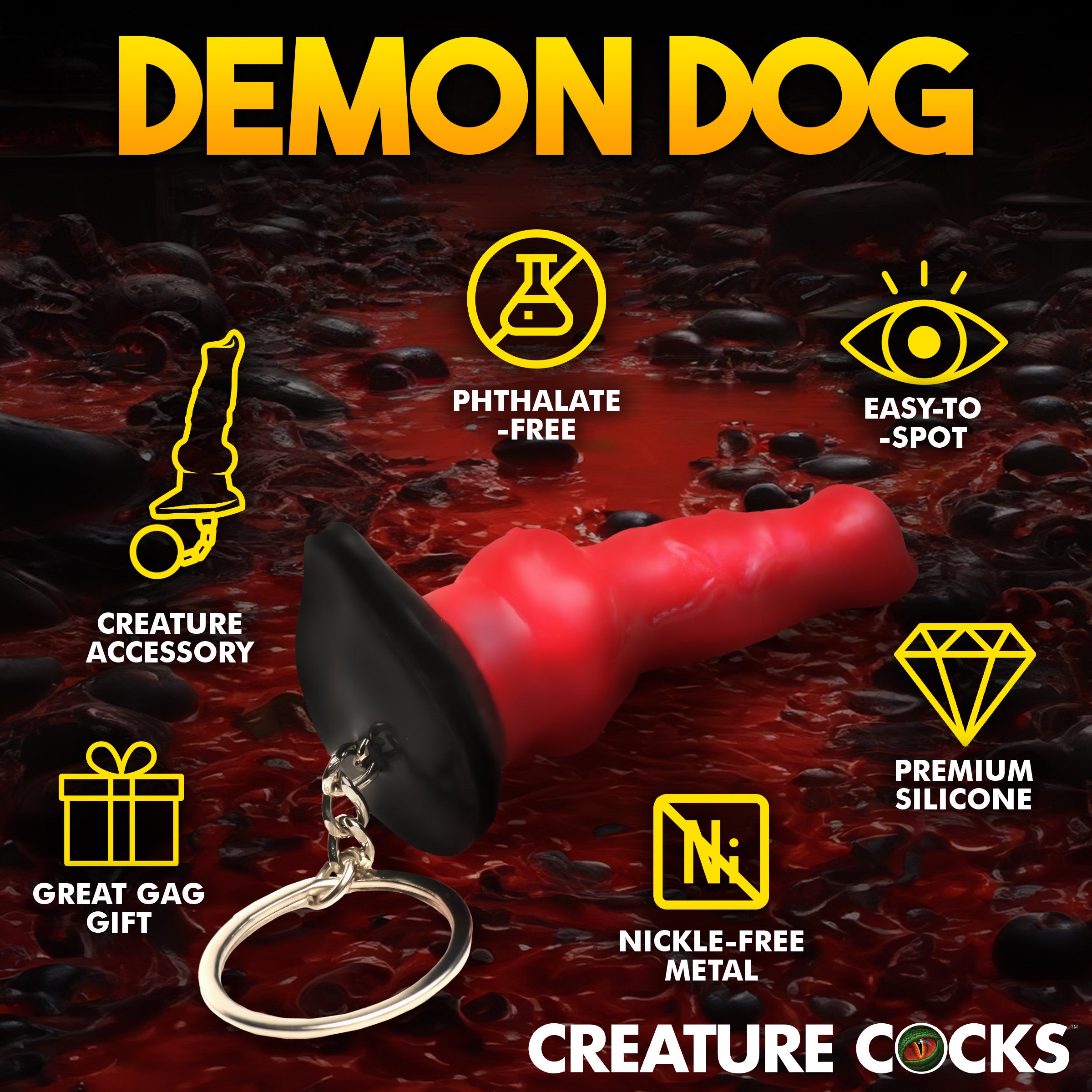 Creature Cocks Hell Hound Mini Dildo Key Chain Red