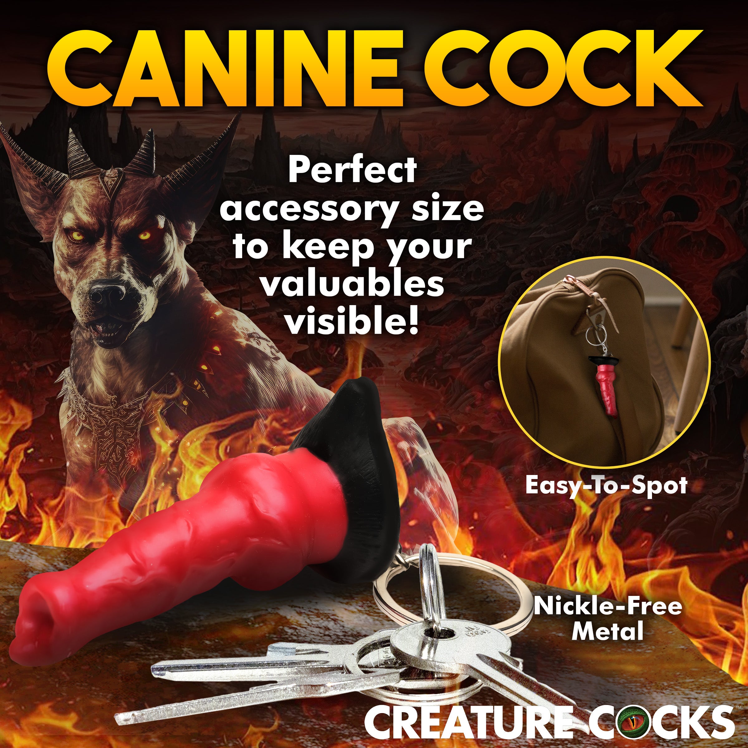 Creature Cocks Hell Hound Mini Dildo Key Chain Red
