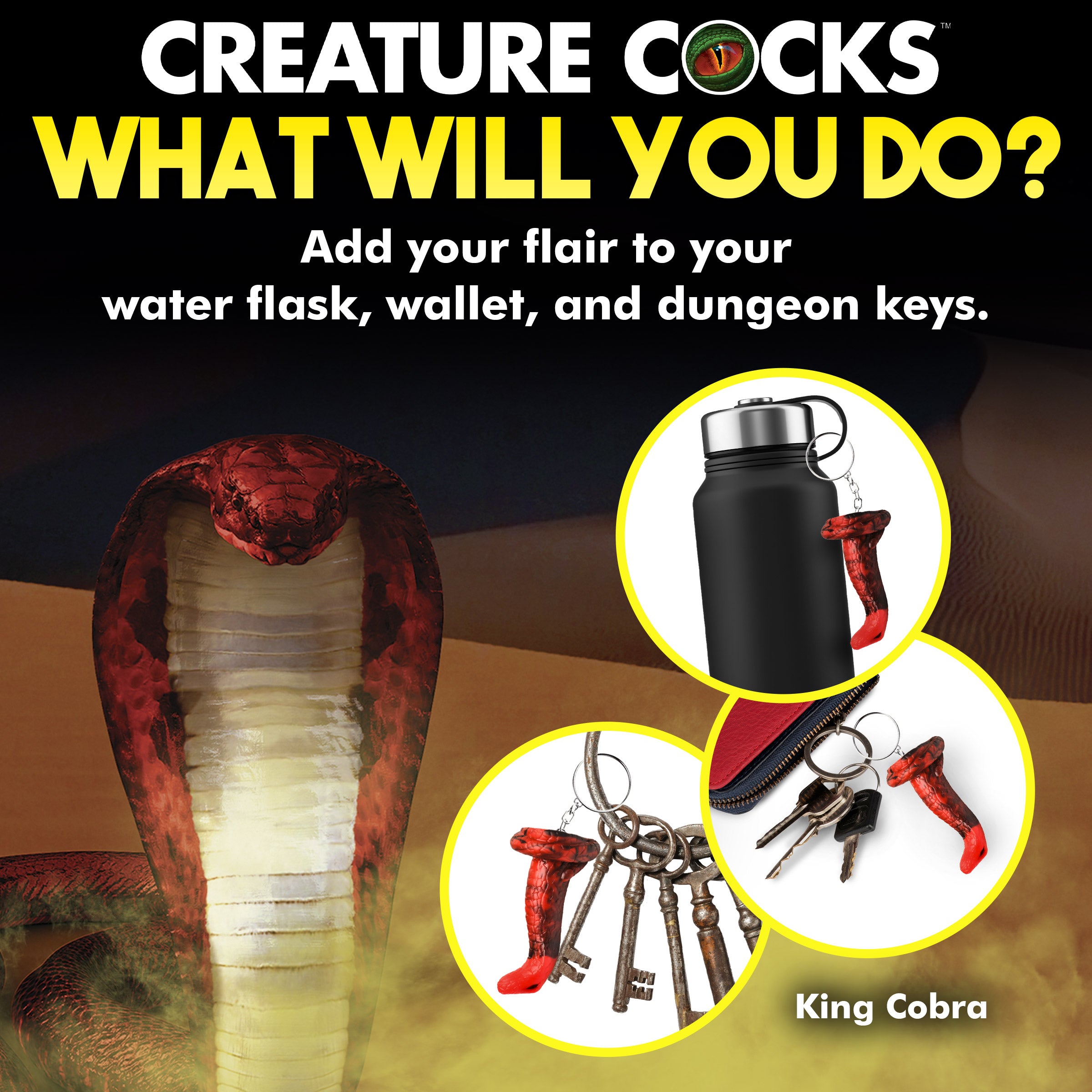Creature Cocks King Cobra Mini Dildo Key Chain Red
