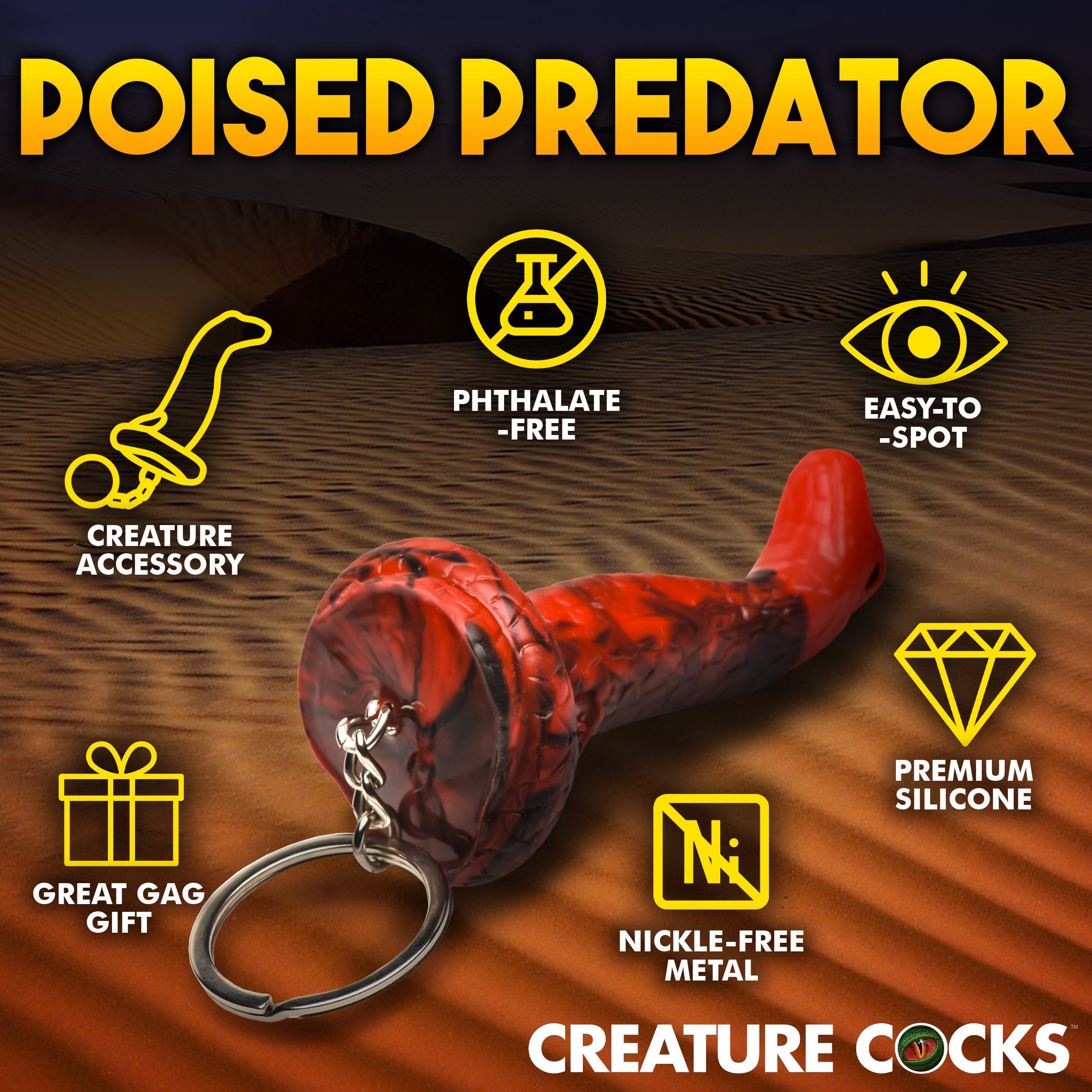 Creature Cocks King Cobra Mini Dildo Key Chain Red