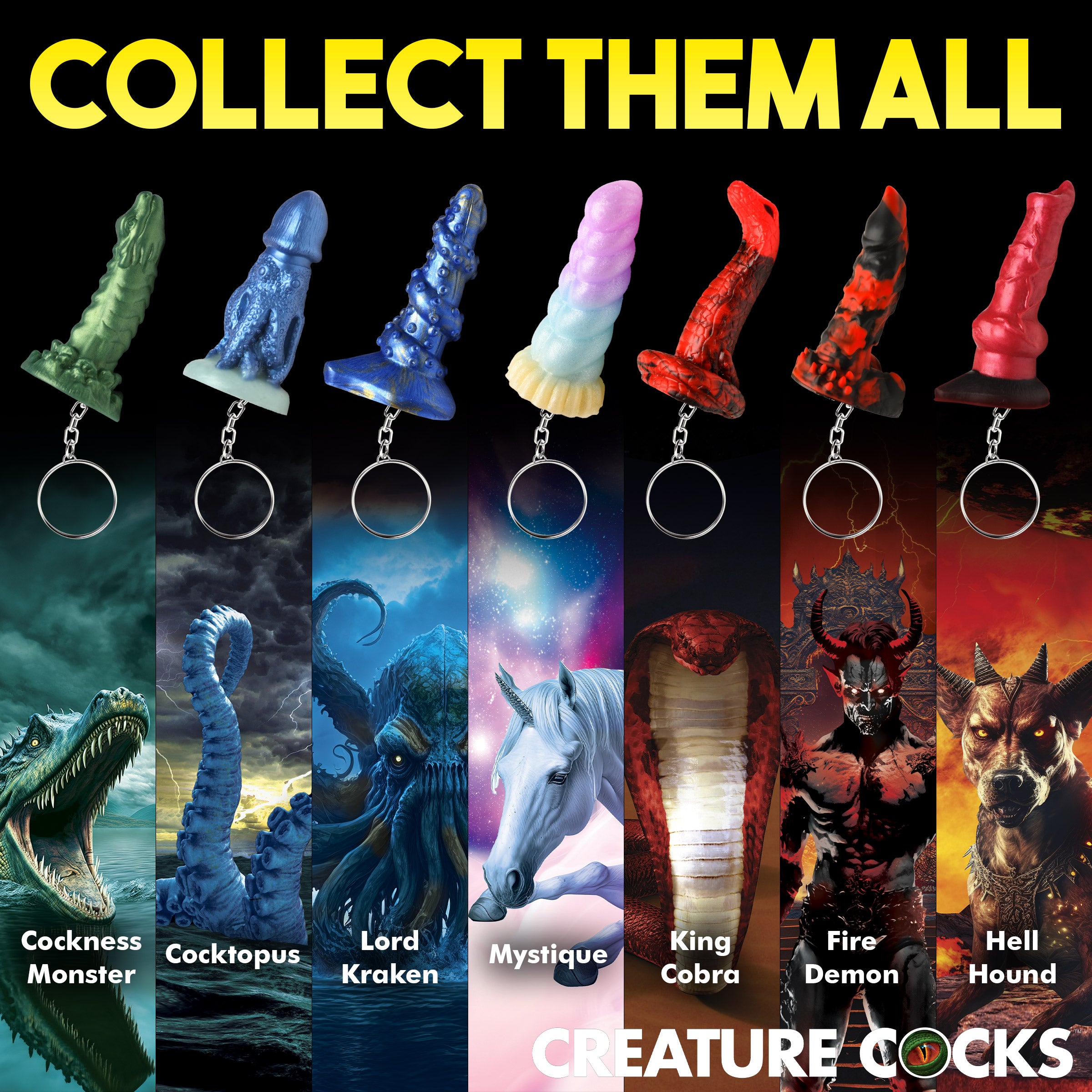 Creature Cocks King Cobra Mini Dildo Key Chain Red