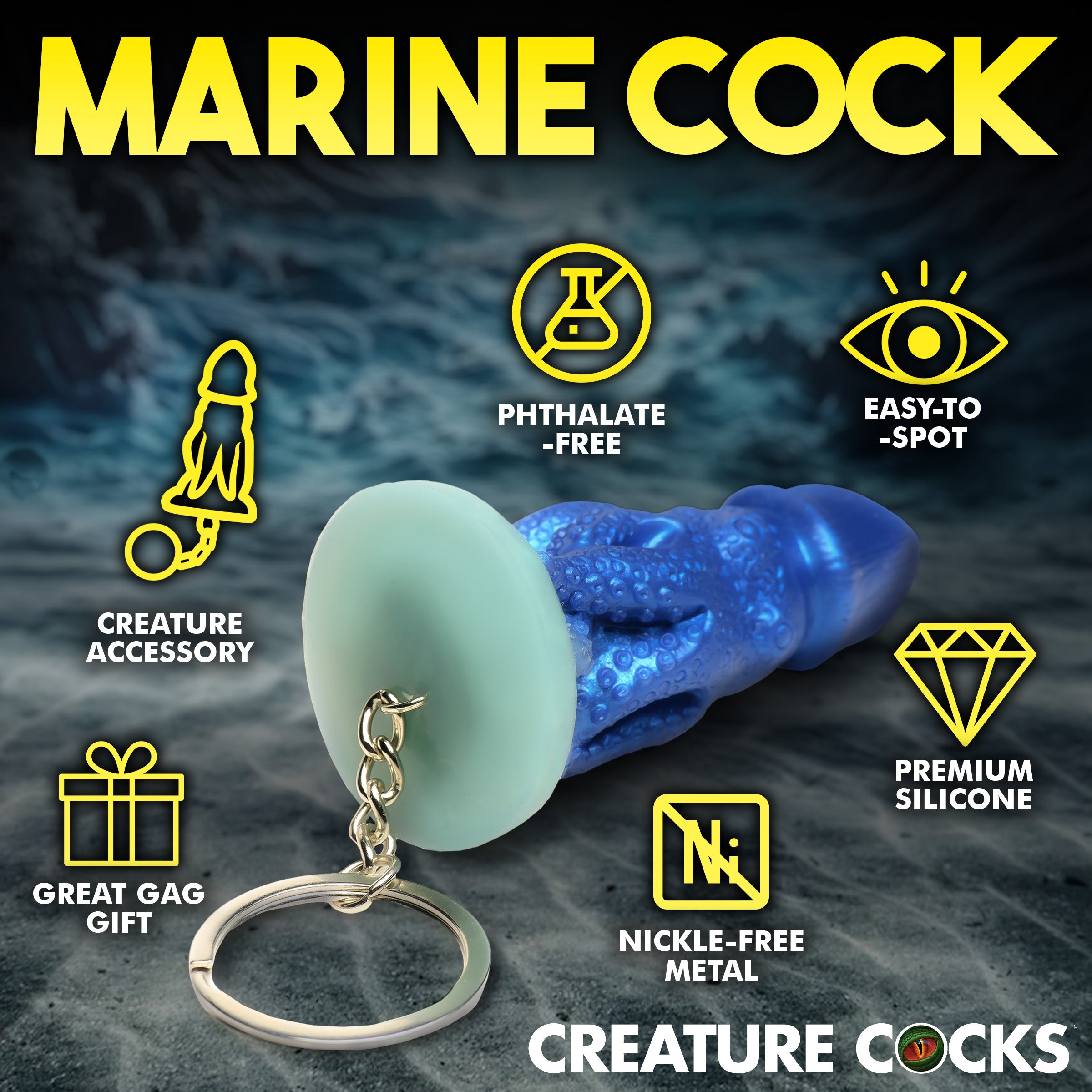 Creature Cocks Cocktopus Mini Dildo Key Chain Blue