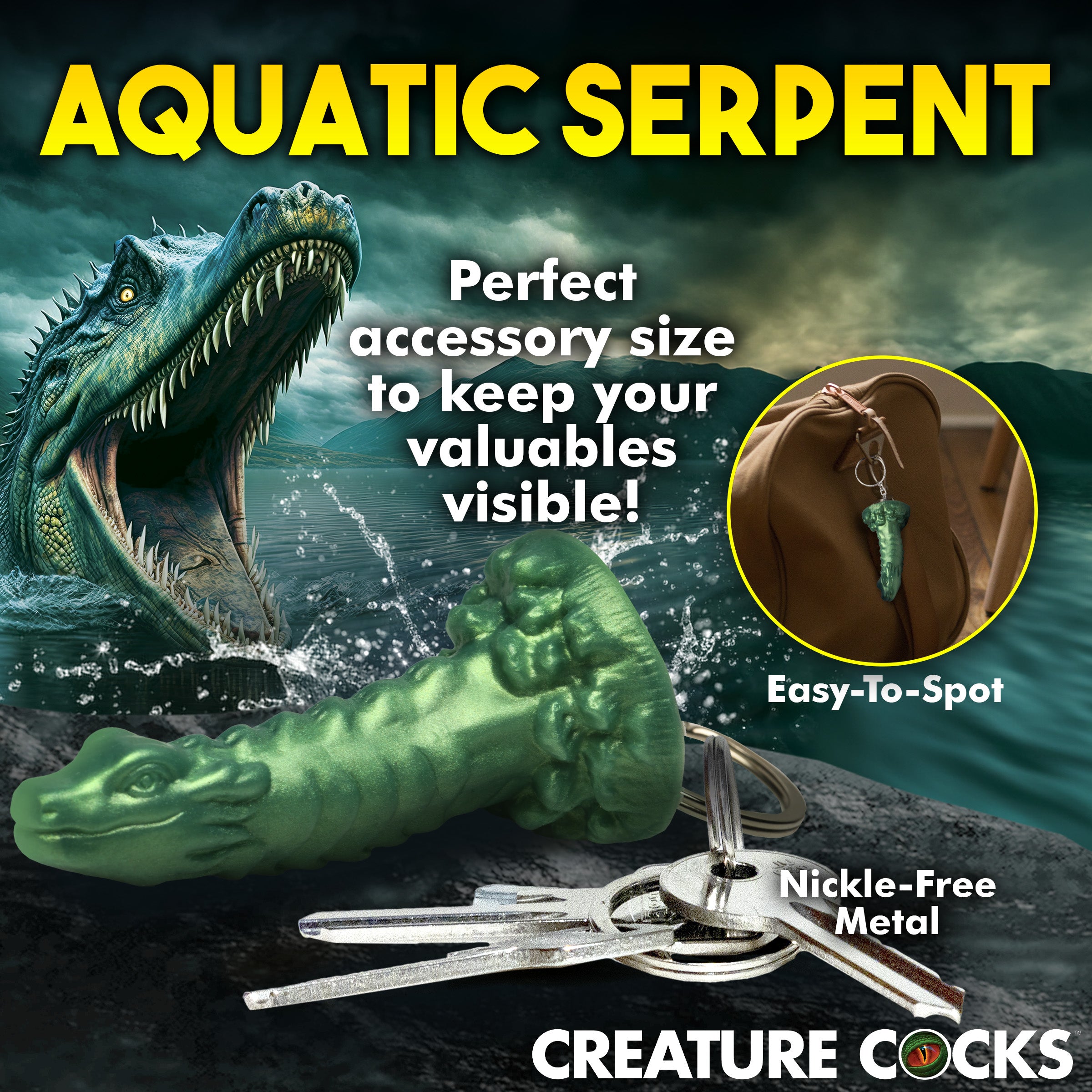 Creature Cocks Cockness Monster Mini Dildo Key Chain Green