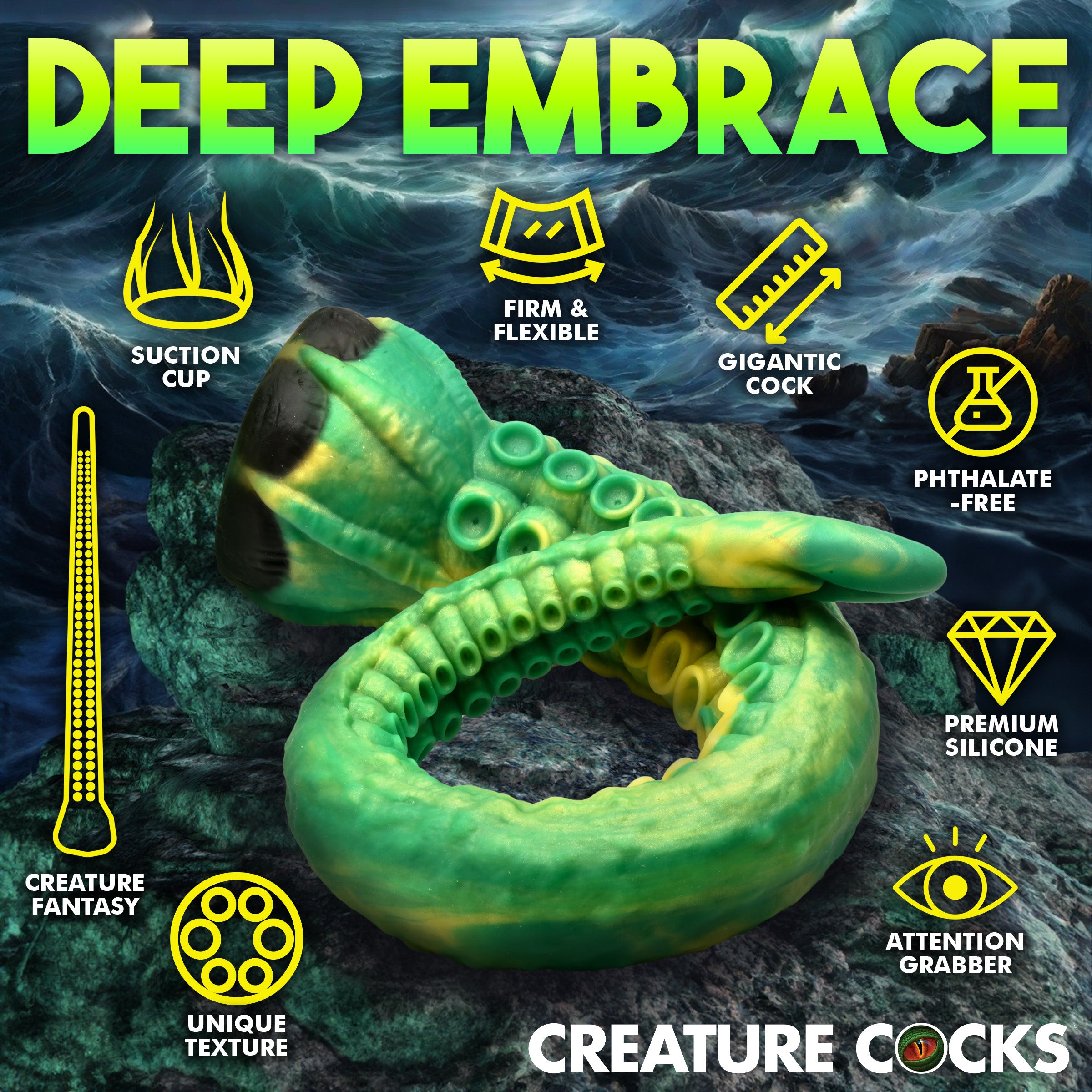 Creature Cocks Titan Tentacle Extra Long Silicone Dildo Green