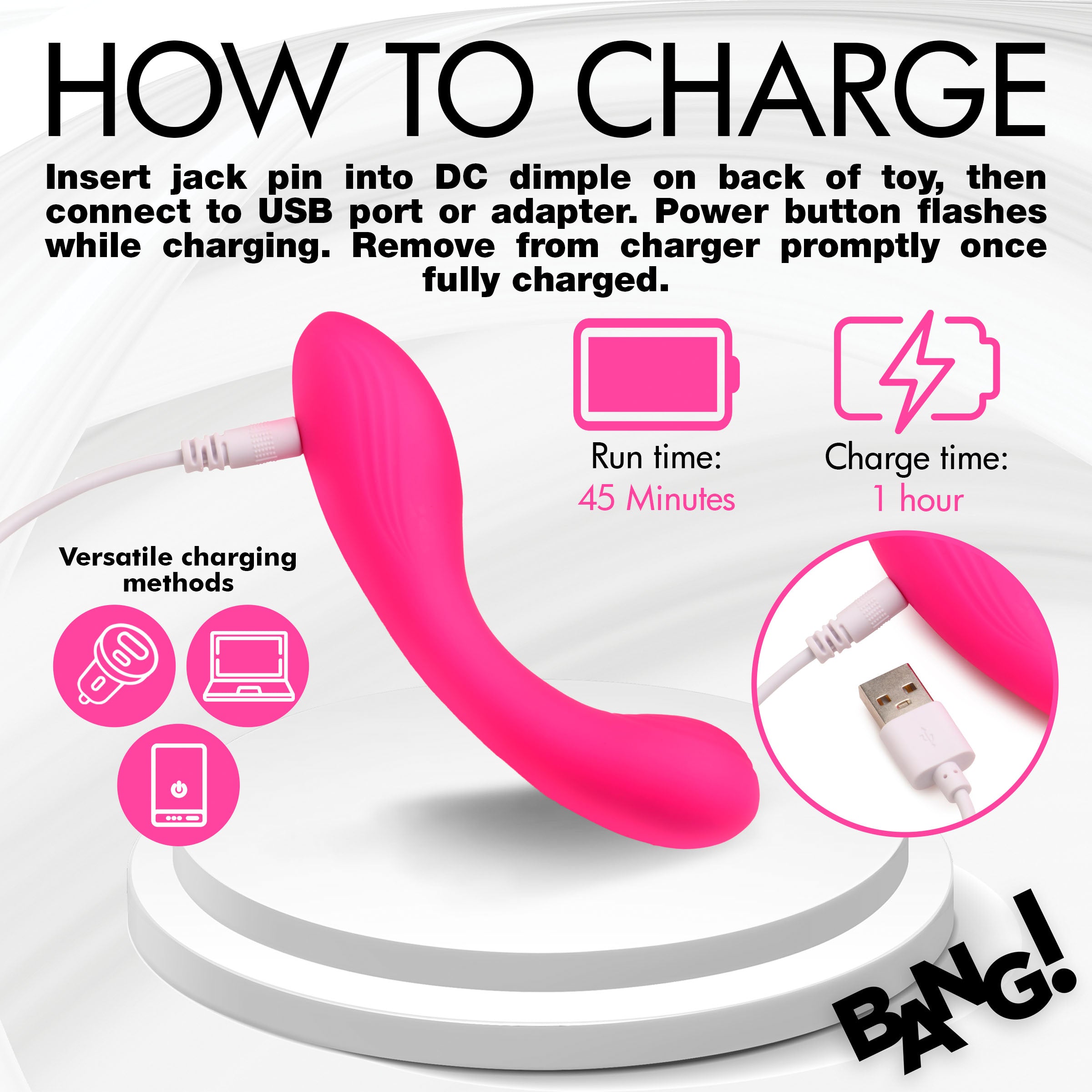 Bang! G-Spot Silicone Vibrator - Pink Pink