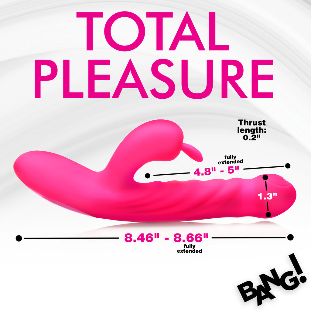 Bang! Thrusting and Vibrating Silicone Rabbit Vibrator Pink