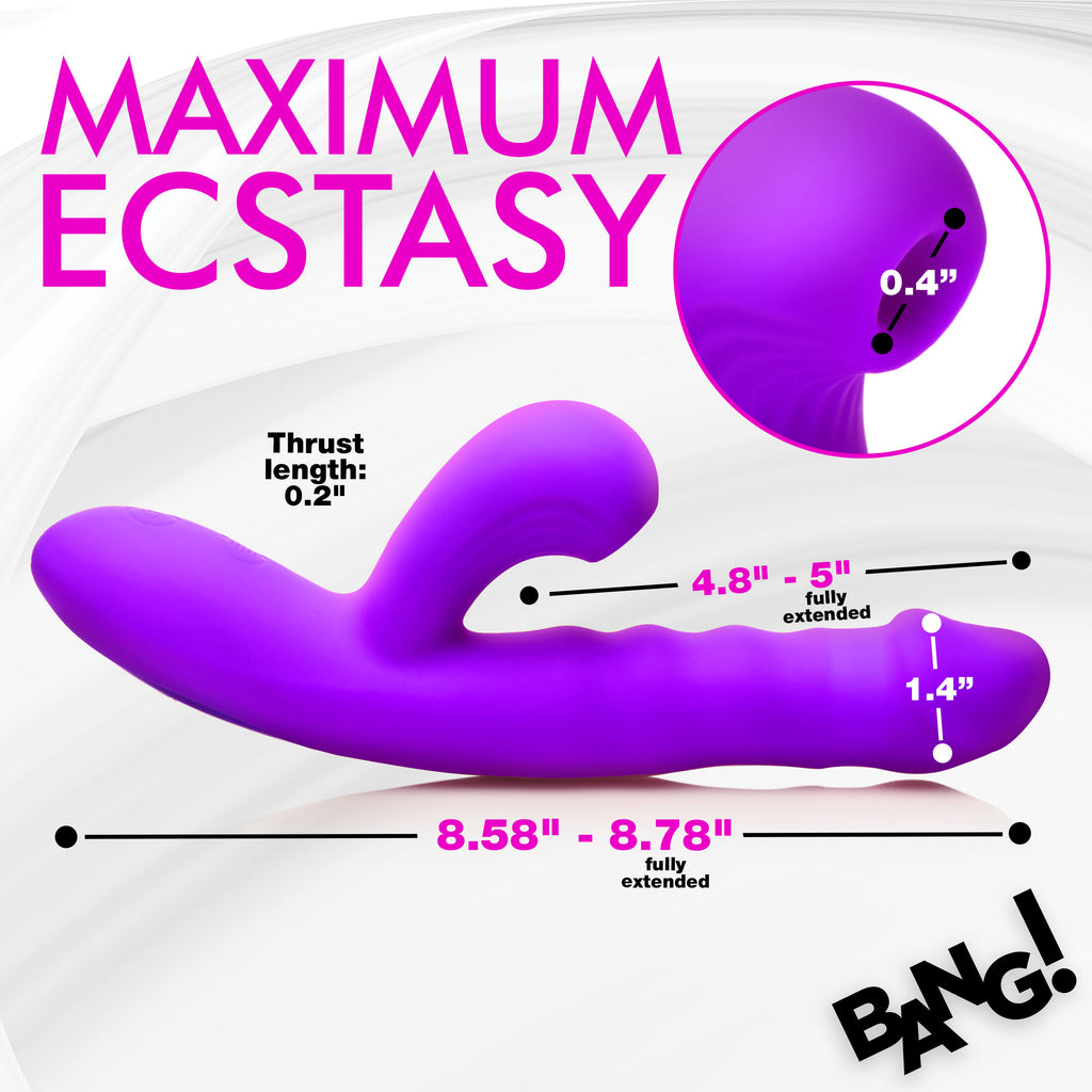 Bang! Thrusting and Sucking Silicone Rabbit Vibrator Purple