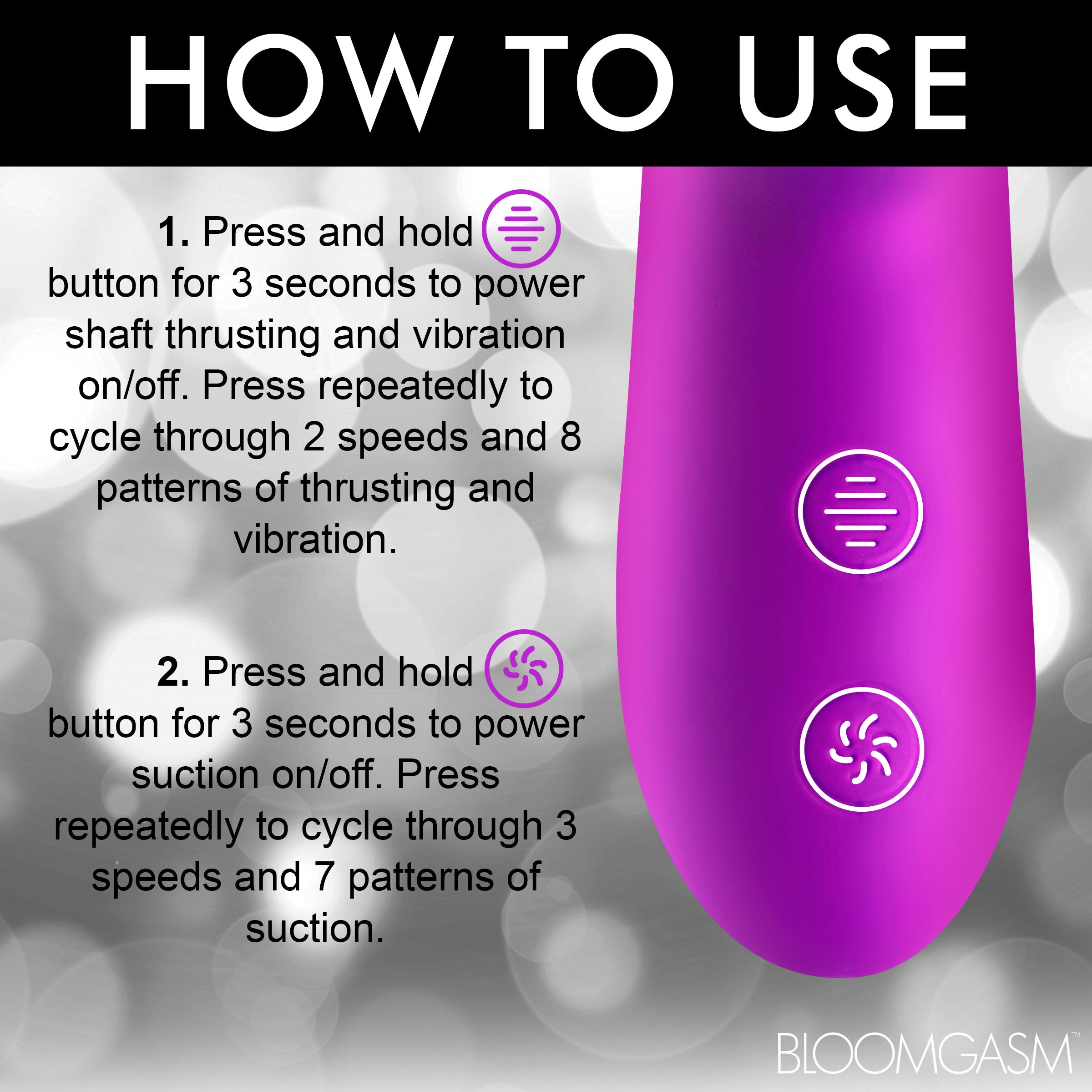 Shegasm Thrust Wave Thrusting and Sucking Silicone Rabbit Vibrator Purple