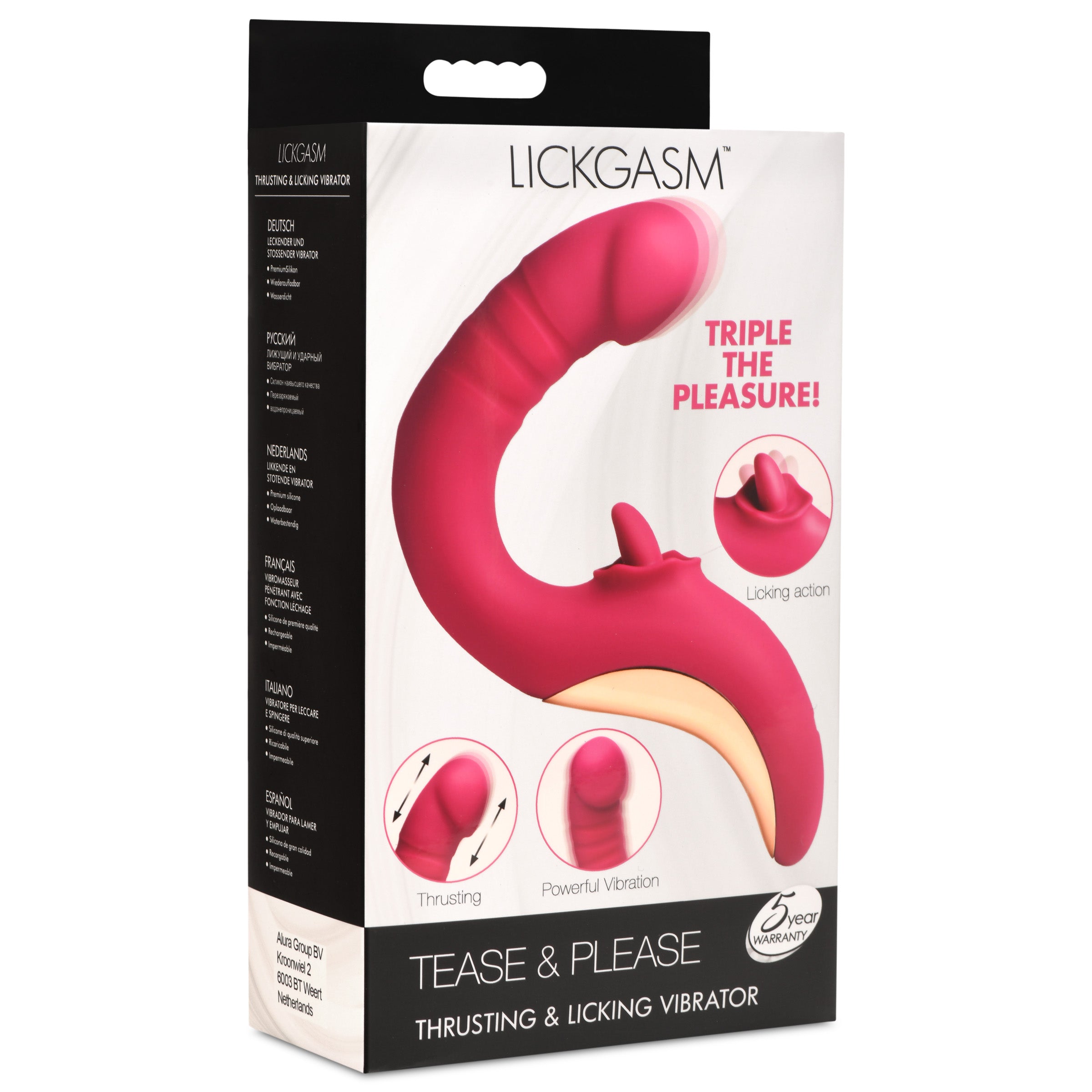 Lickgasm Tease and Please Thrusting and Licking Vibrator Pink