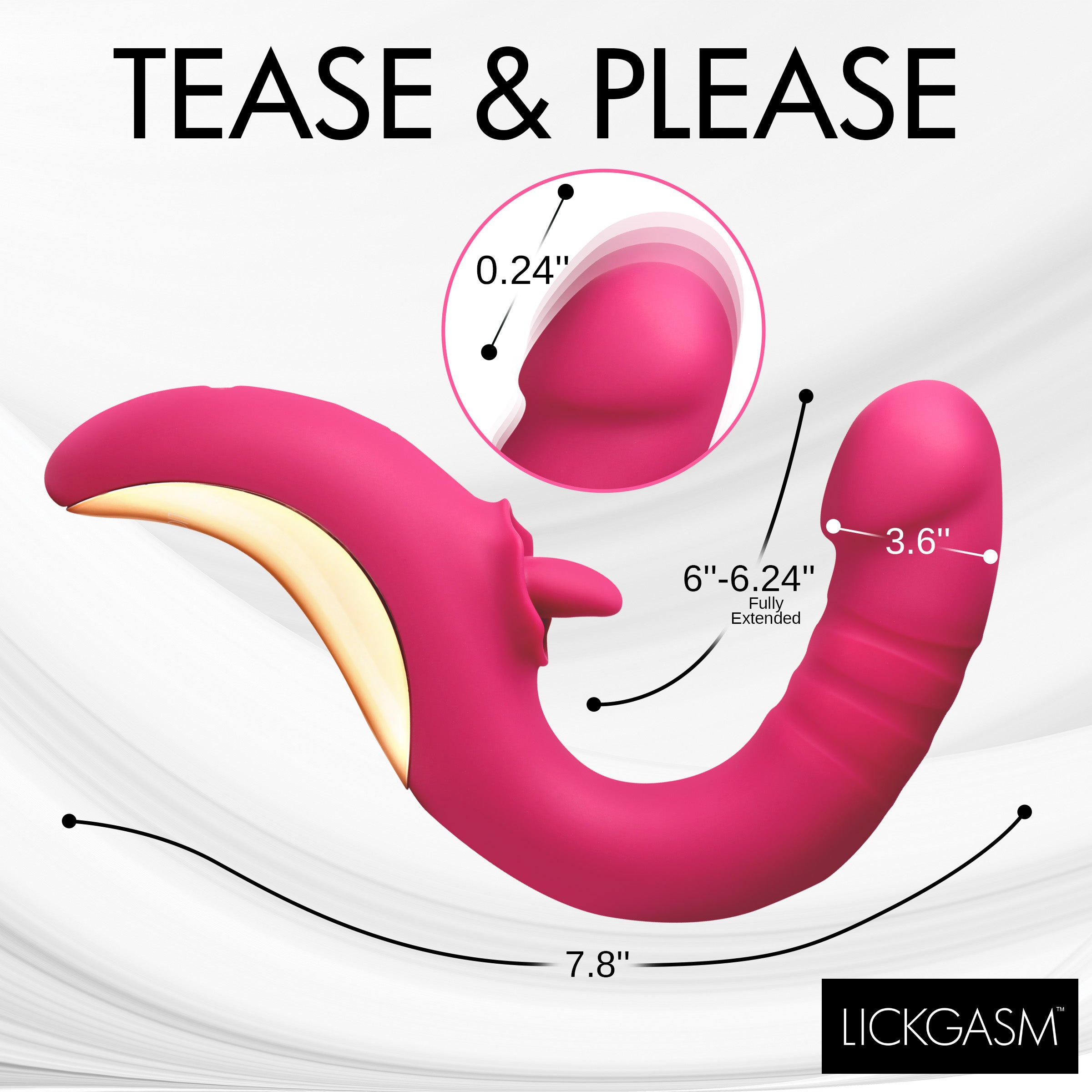Lickgasm Tease and Please Thrusting and Licking Vibrator Pink
