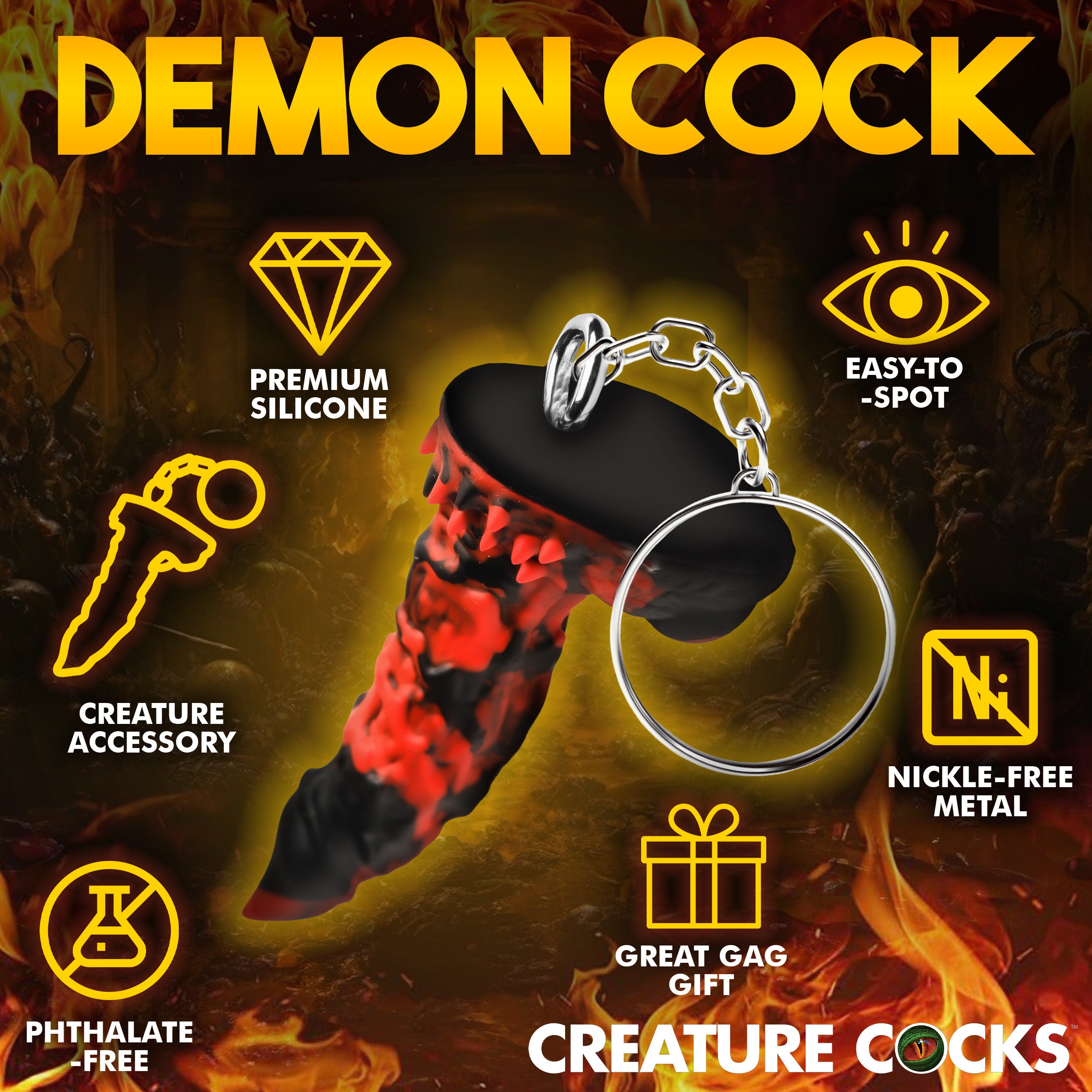Creature Cocks Fire Demon Mini Dildo Key Chain Red