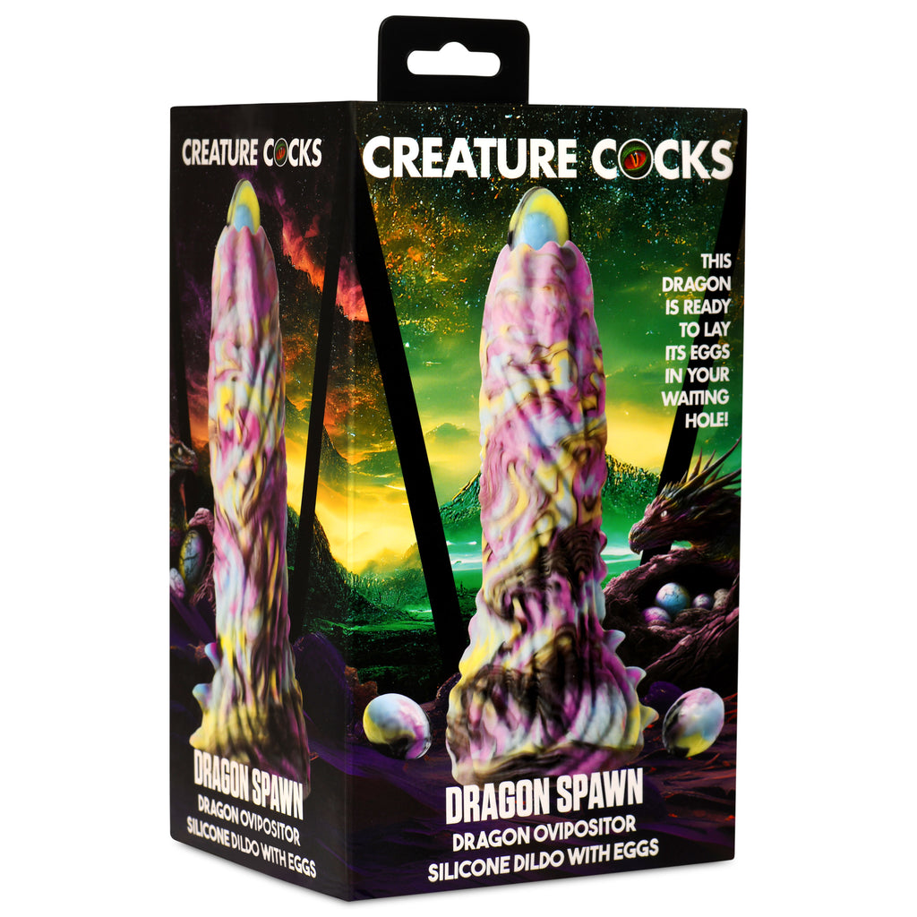 Creature Cocks Dragon Spawn Ovipositor Silicone Dildo with Eggs Multi