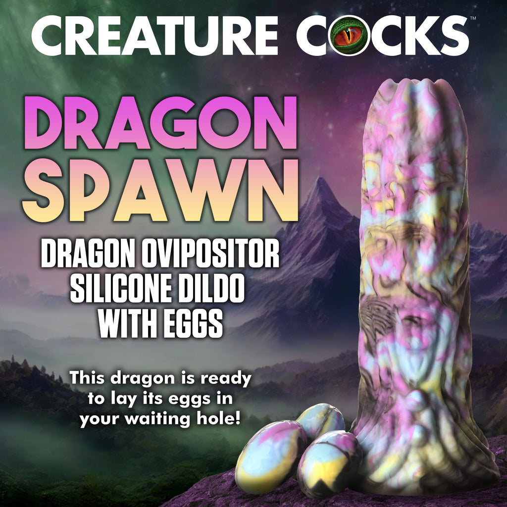 Creature Cocks Dragon Spawn Ovipositor Silicone Dildo with Eggs Multi