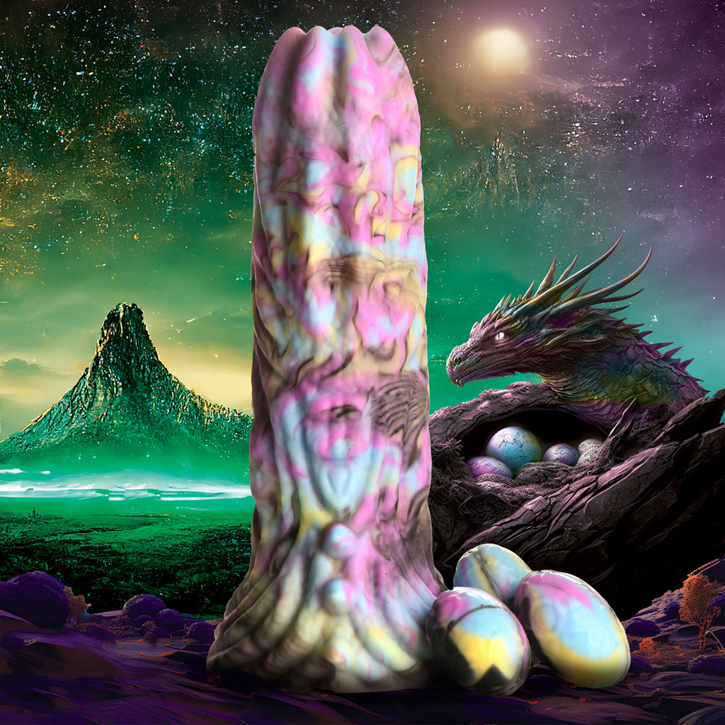 Creature Cocks Dragon Spawn Ovipositor Silicone Dildo with Eggs Multi