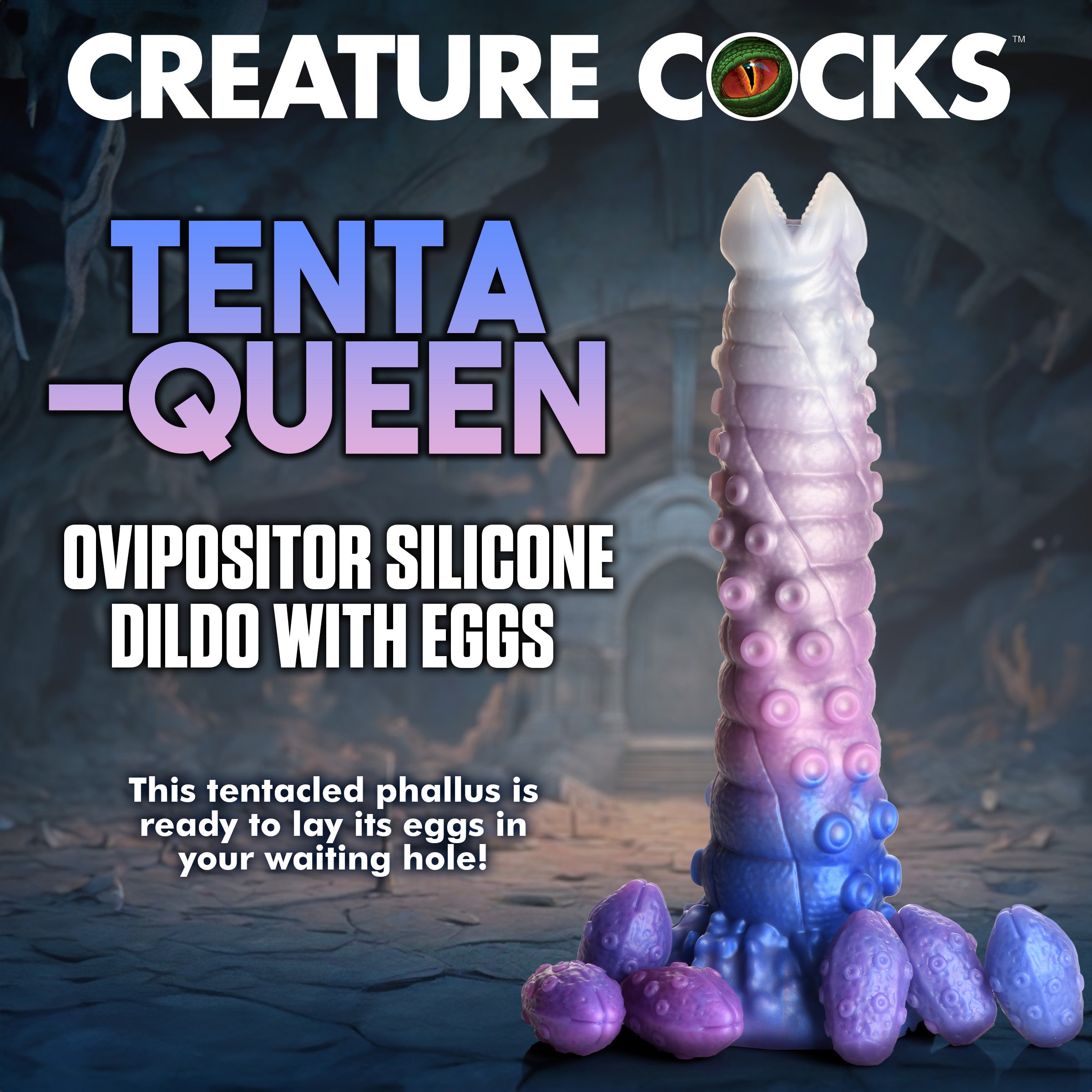 Creature Cocks Tenta-Queen Ovipositor Silicone Dildo with Eggs Multi