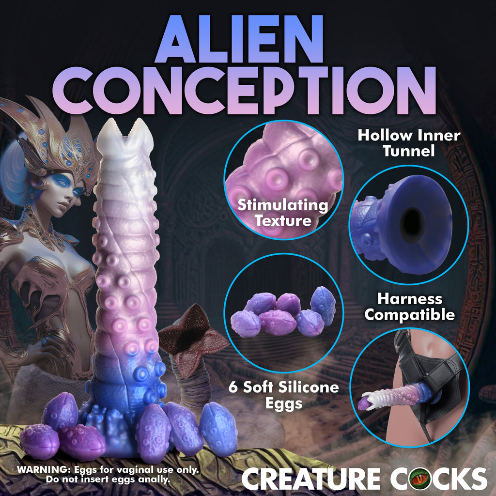 Creature Cocks Tenta-Queen Ovipositor Silicone Dildo with Eggs Multi