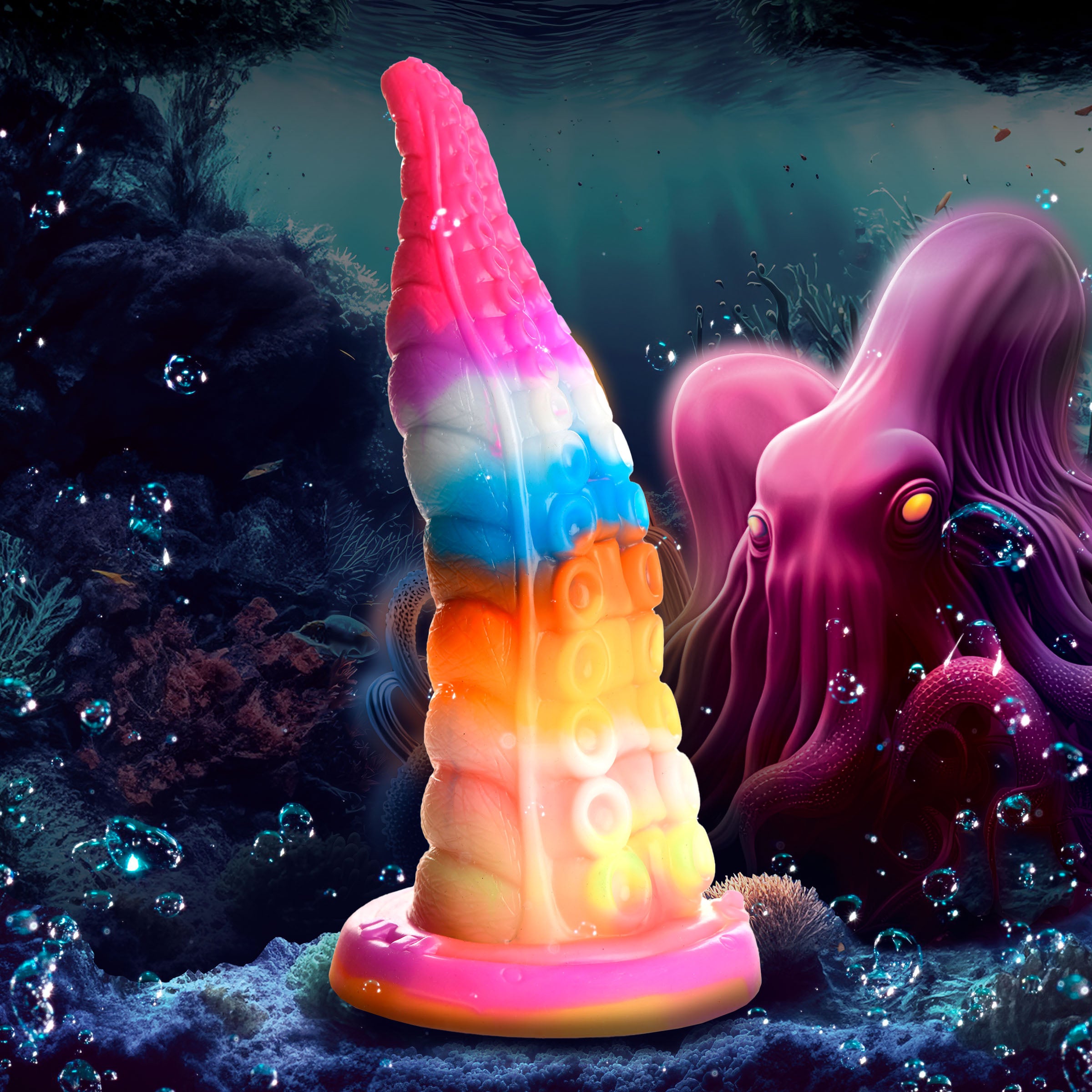 Creature Cocks Luminoctopus Glow-In-The-Dark Tentacle Silicone Dildo Multi