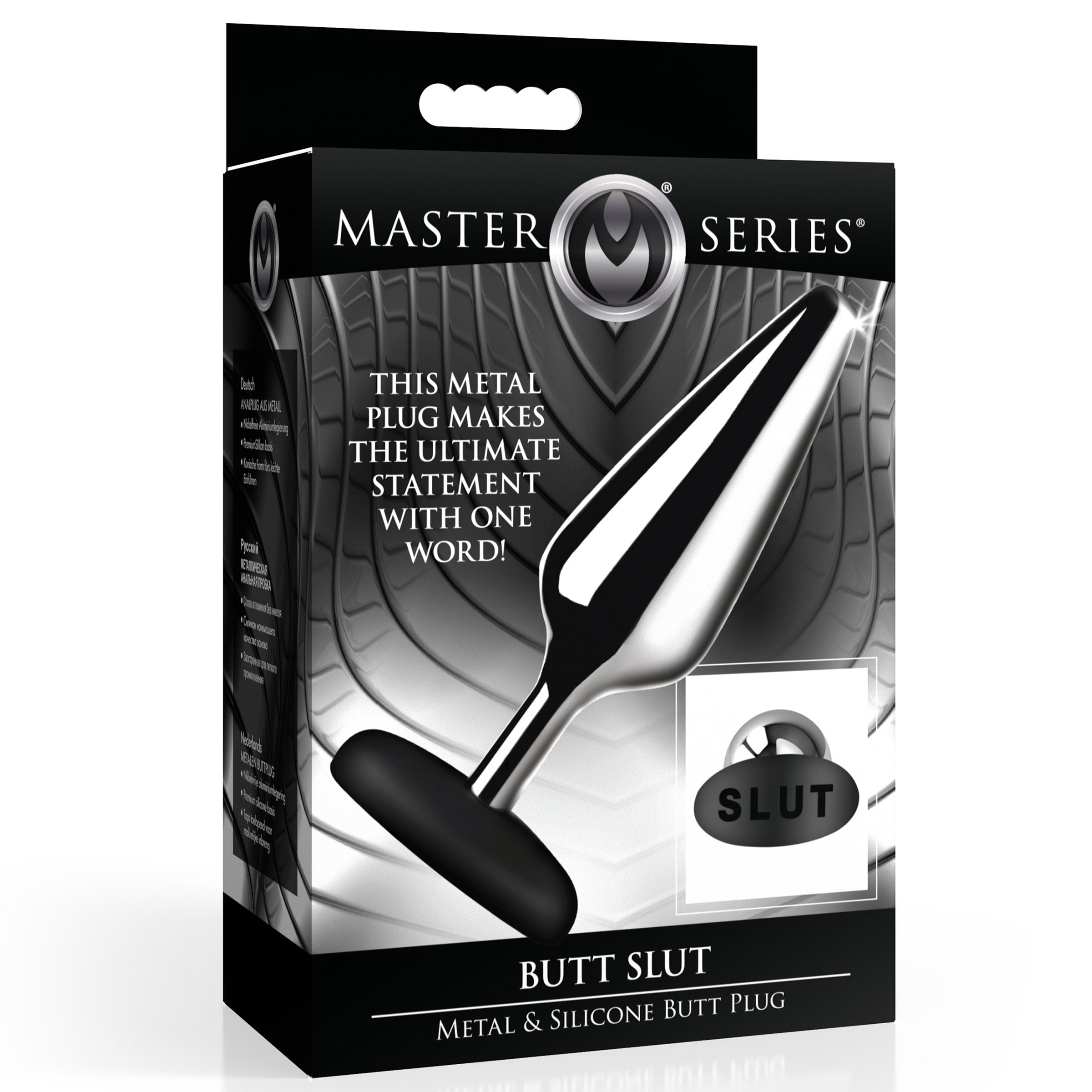 Master Series Butt Slut Metal & Silicone Butt Plug Black