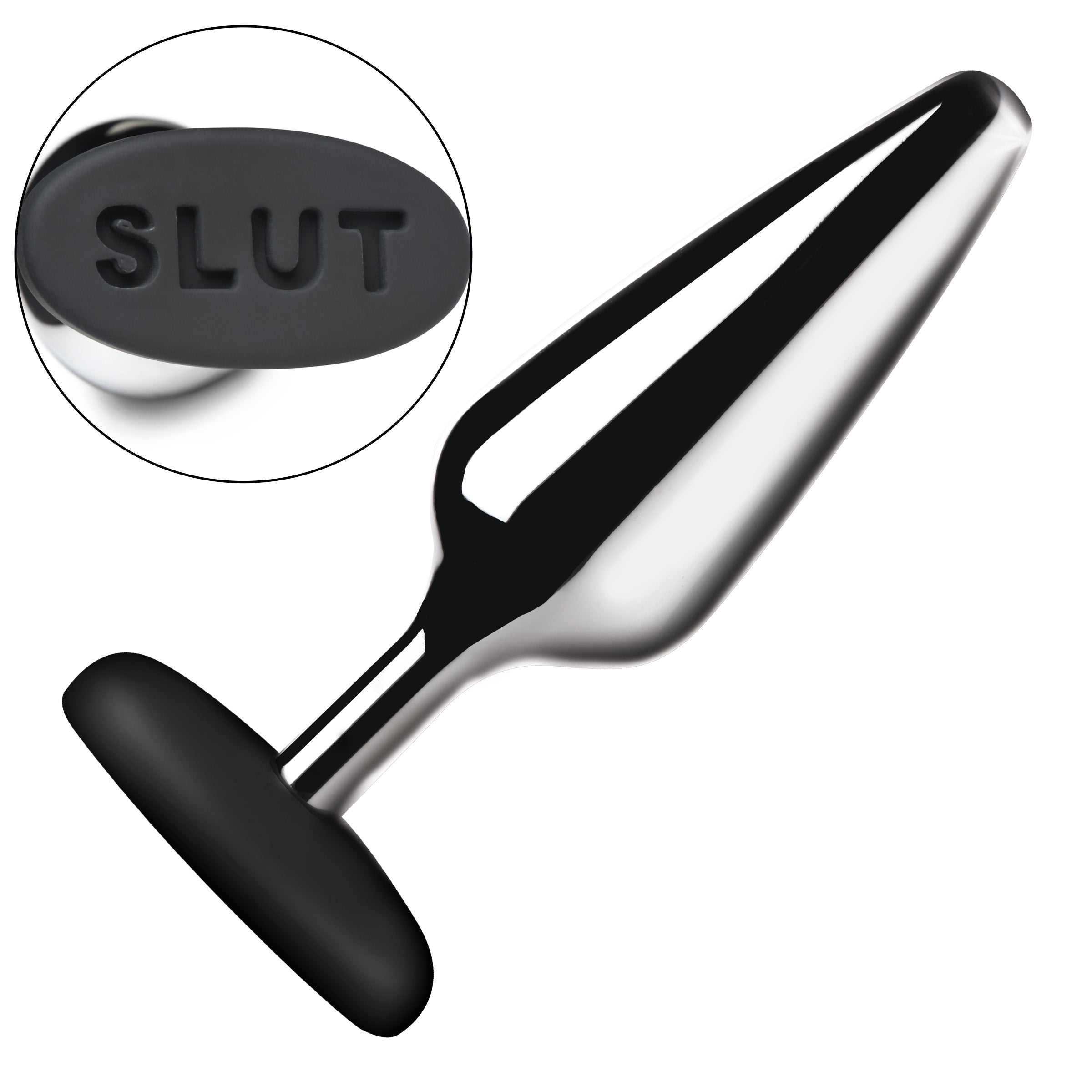 Master Series Butt Slut Metal & Silicone Butt Plug Black