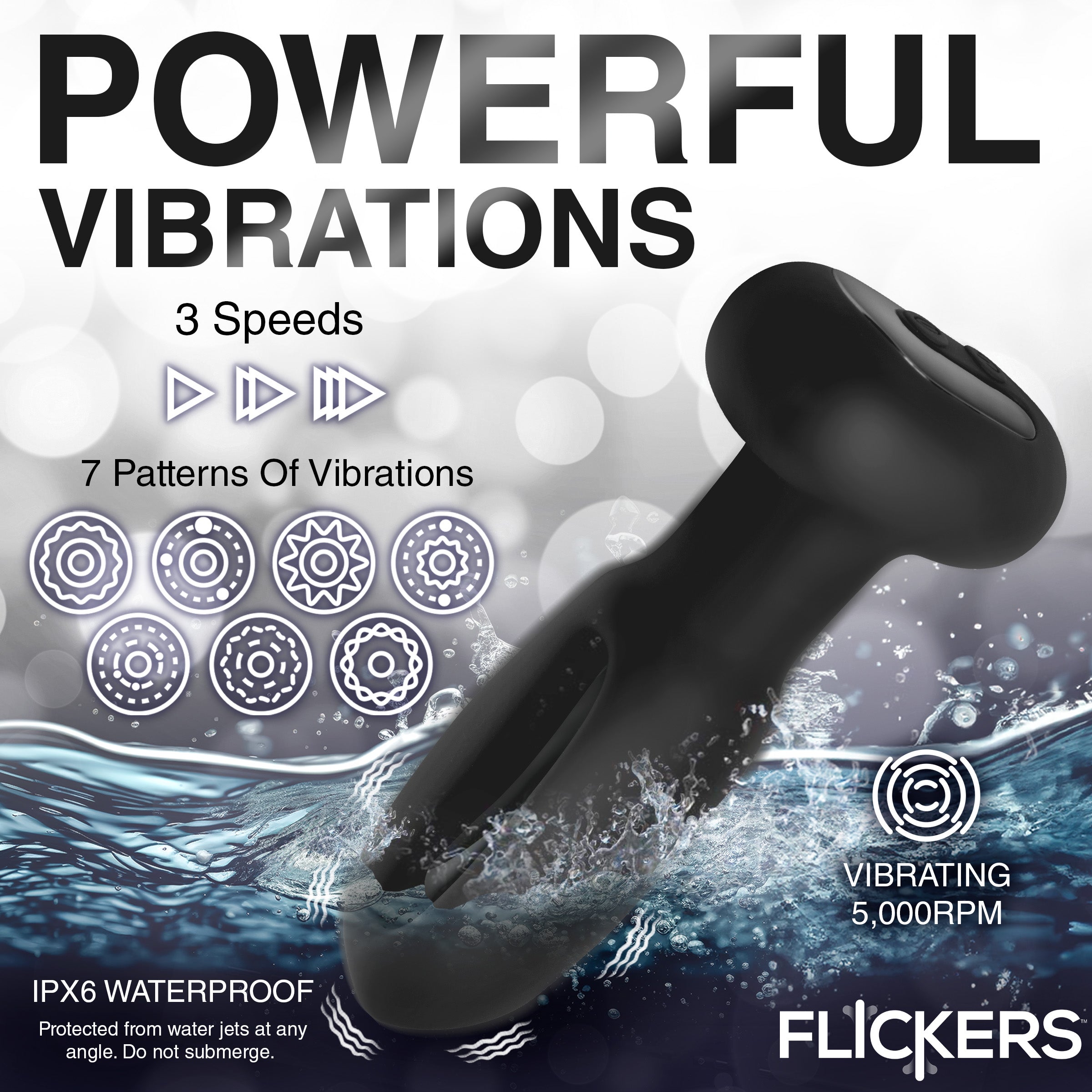 Inmi Bum Flick Vibrating and Flicking Silicone Butt Plug with Remote Black