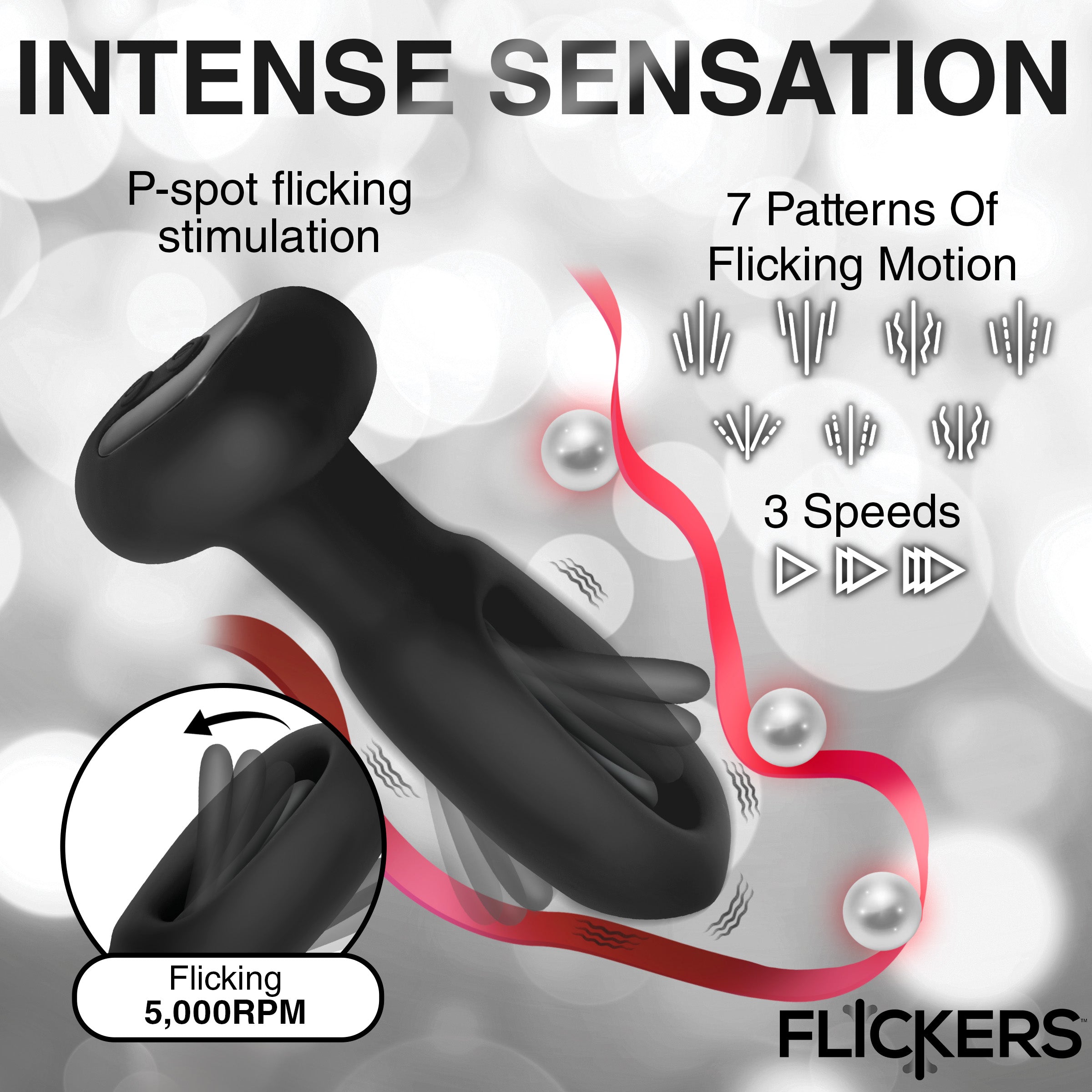 Inmi Bum Flick Vibrating and Flicking Silicone Butt Plug with Remote Black