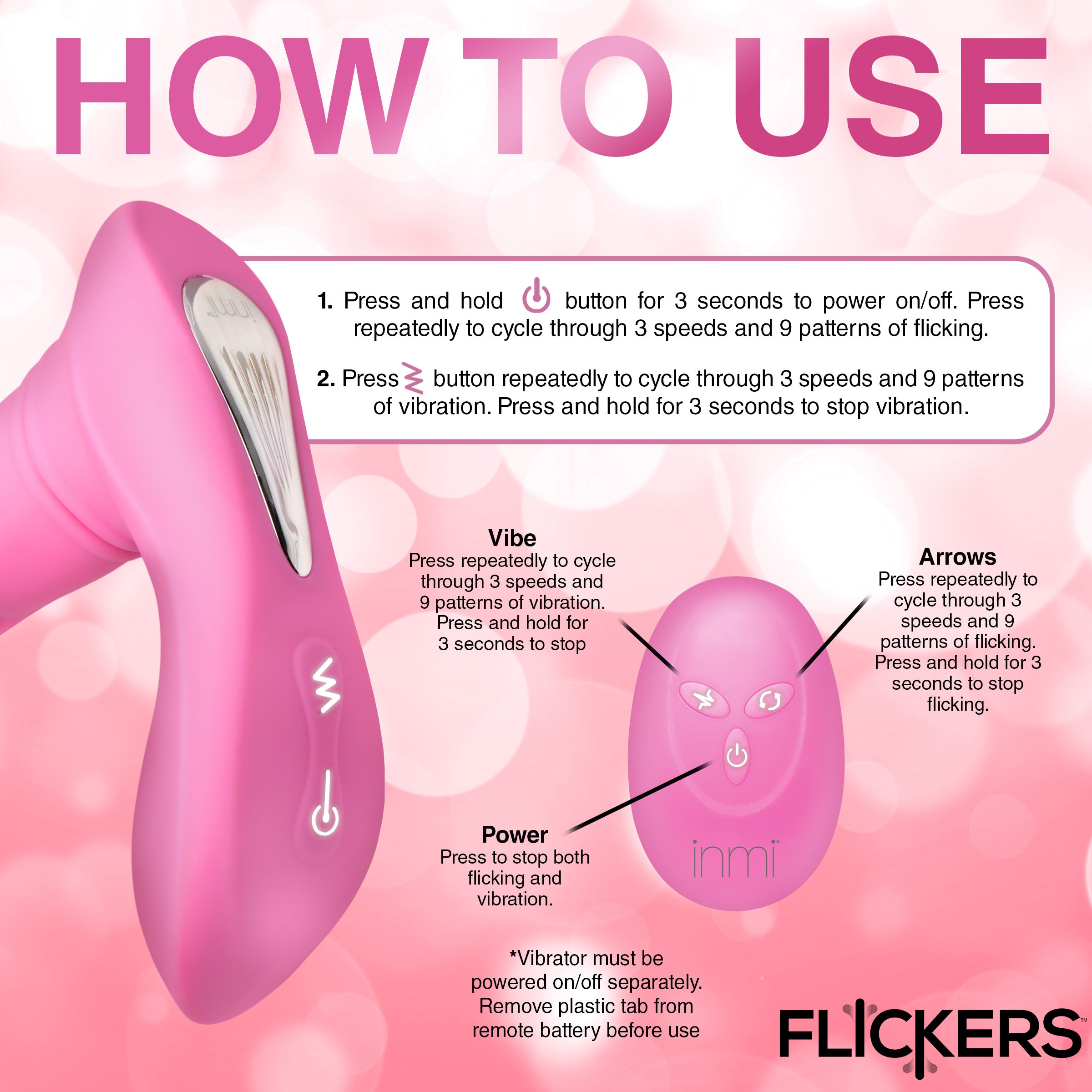 Inmi G-Flick G-Spot Flicking Silicone Vibrator with Remote Pink