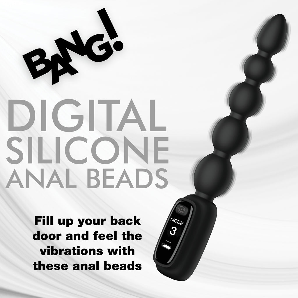 Bang! Silicone Anal Beads with Digital Display Black
