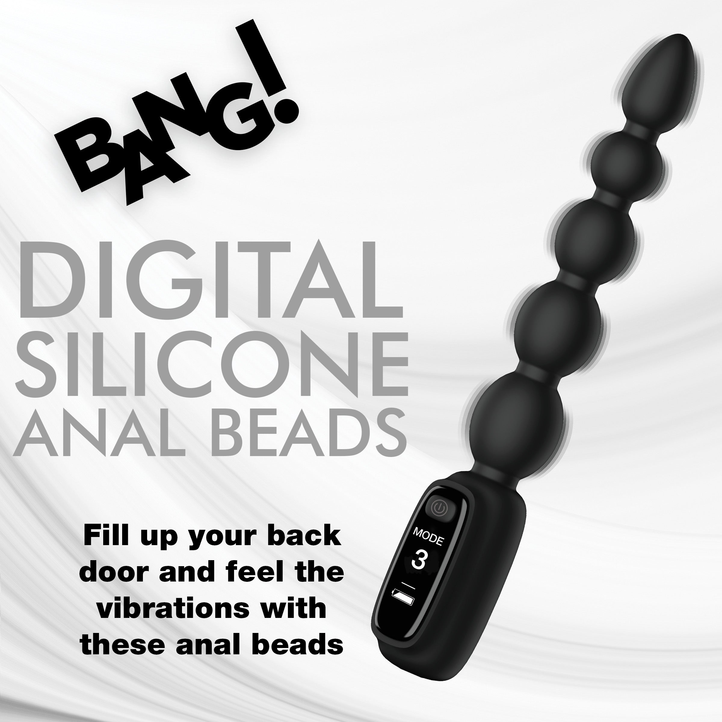 Bang! Silicone Anal Beads with Digital Display Black