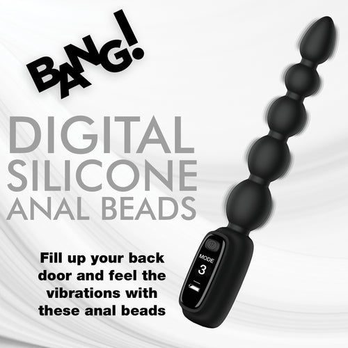 Bang! Silicone Anal Beads with Digital Display Black