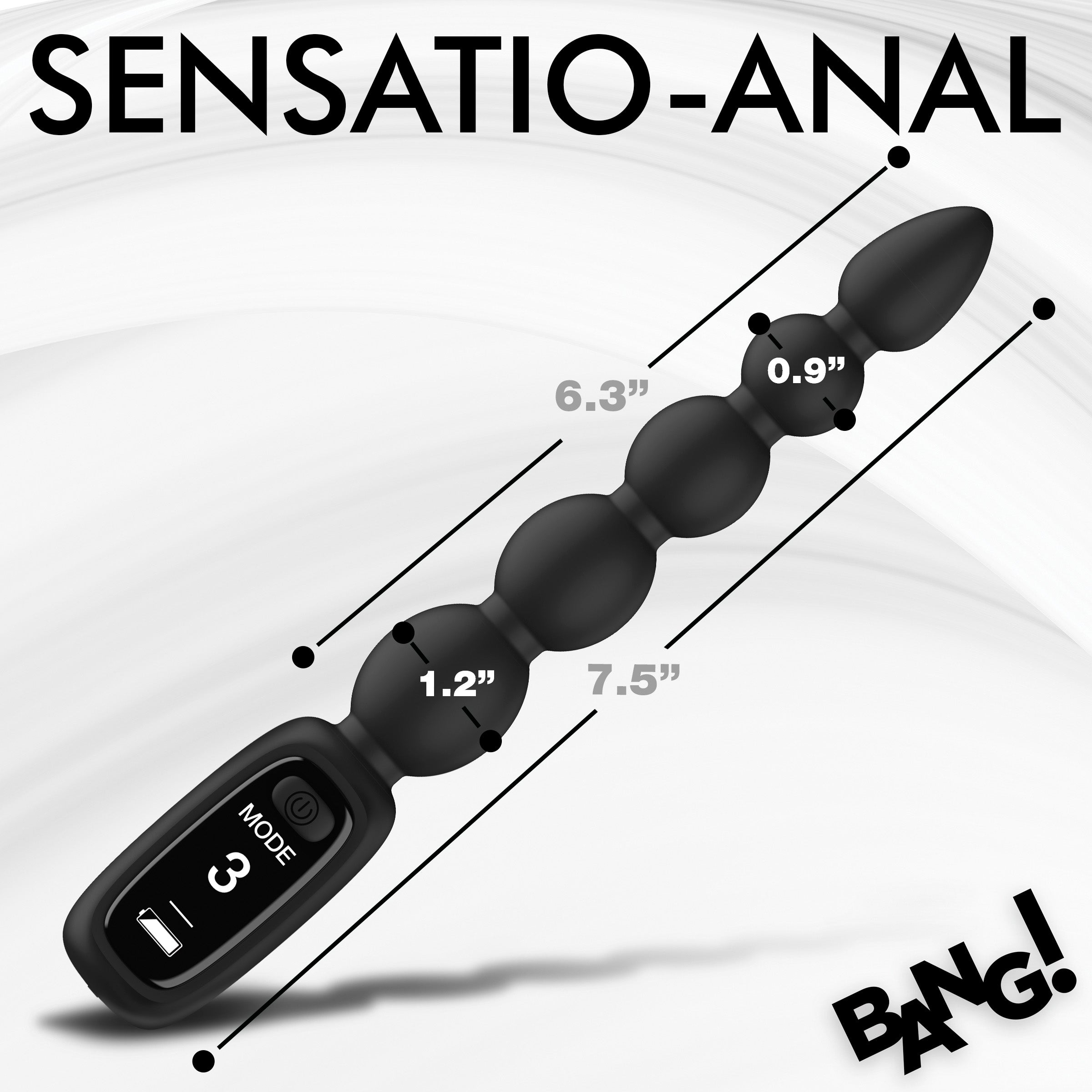 Bang! Silicone Anal Beads with Digital Display Black
