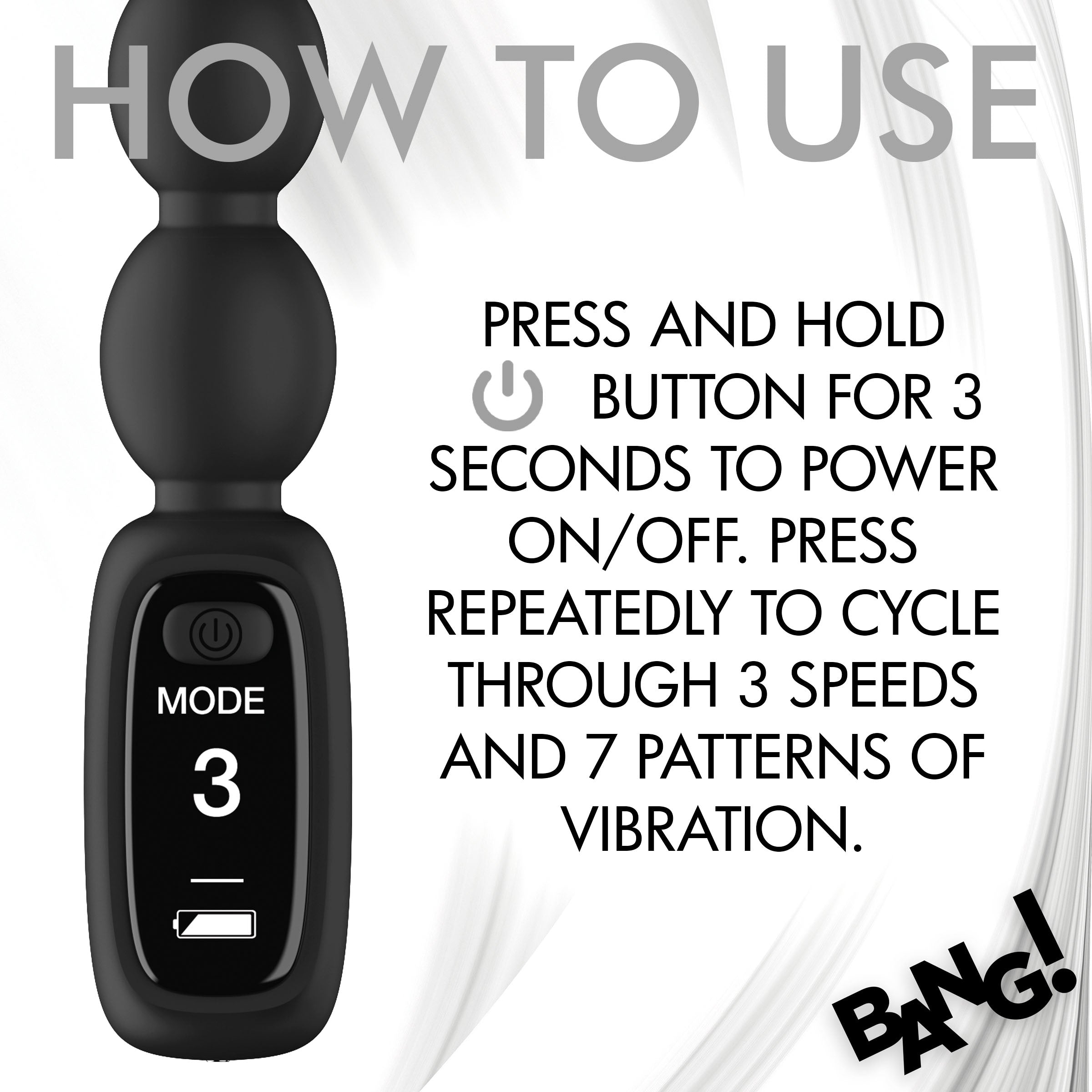 Bang! Silicone Anal Beads with Digital Display Black
