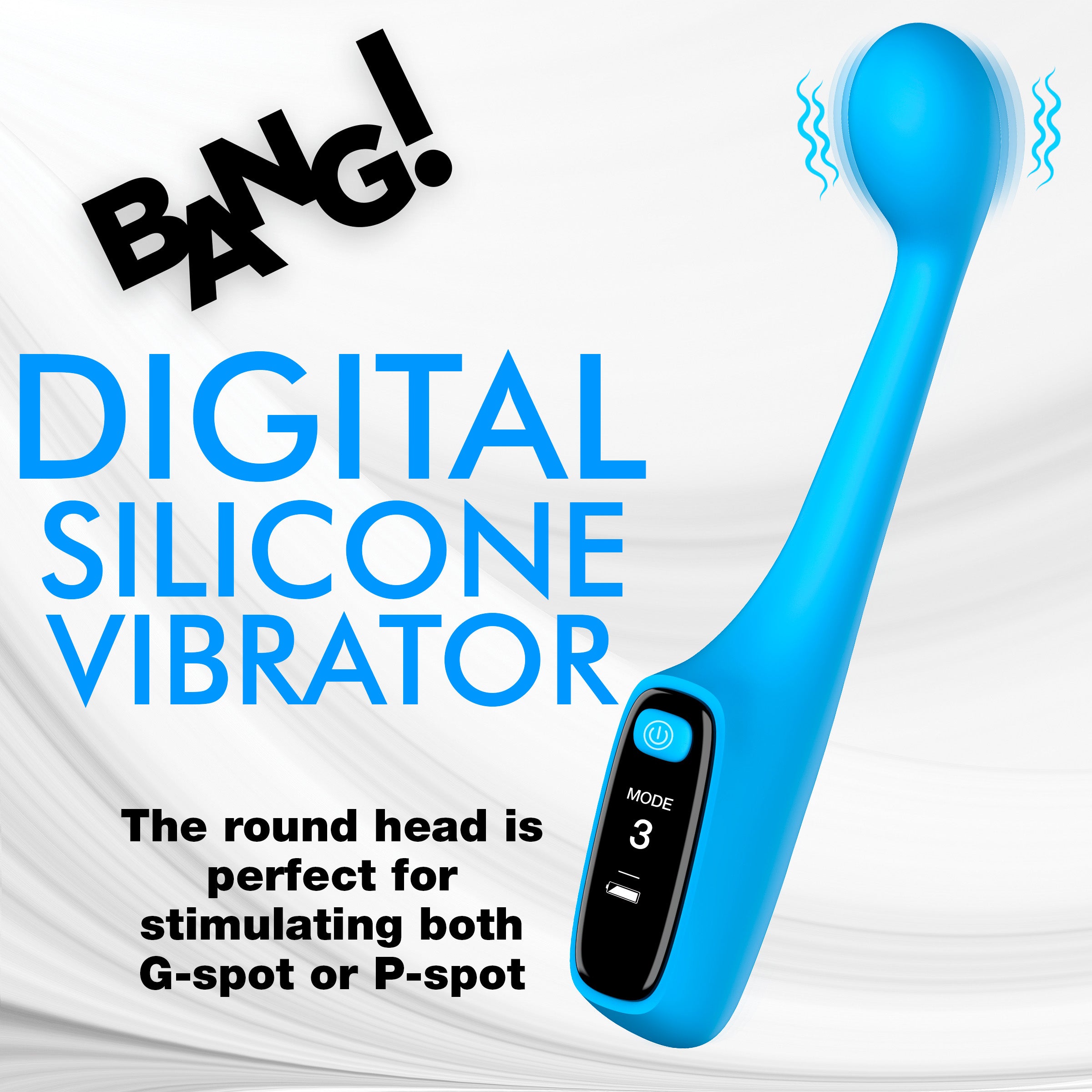 Bang! Silicone G-spot Vibrator with Digital Display Blue