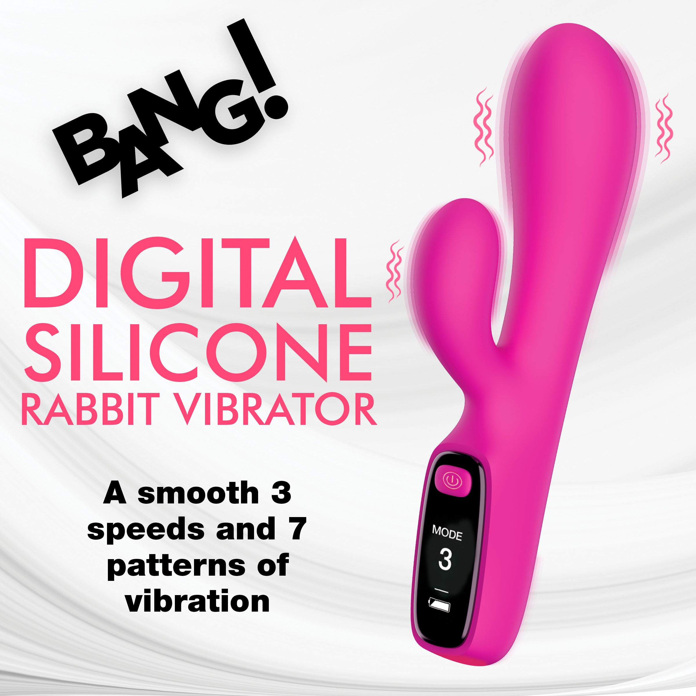Bang! Silicone Rabbit Vibrator with Digital Display Pink