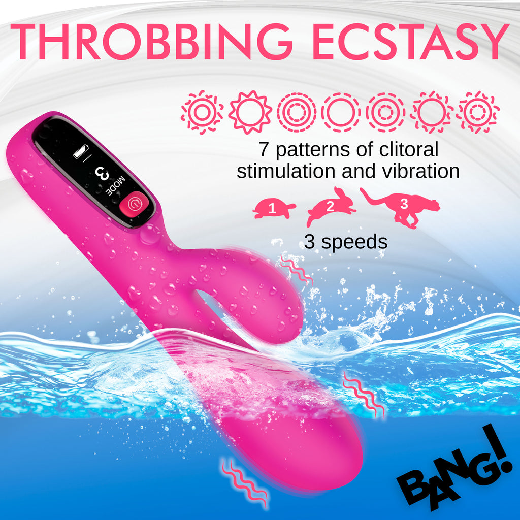 Bang! Silicone Rabbit Vibrator with Digital Display Pink