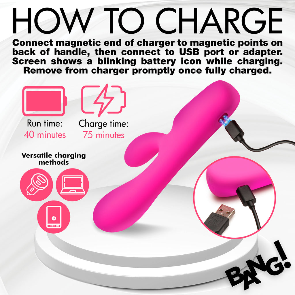 Bang! Silicone Rabbit Vibrator with Digital Display Pink