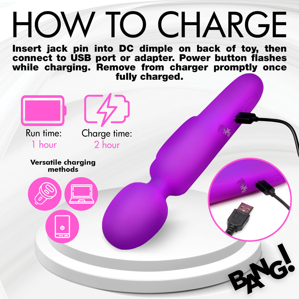 Bang! Digital Silicone Wand with Display Purple