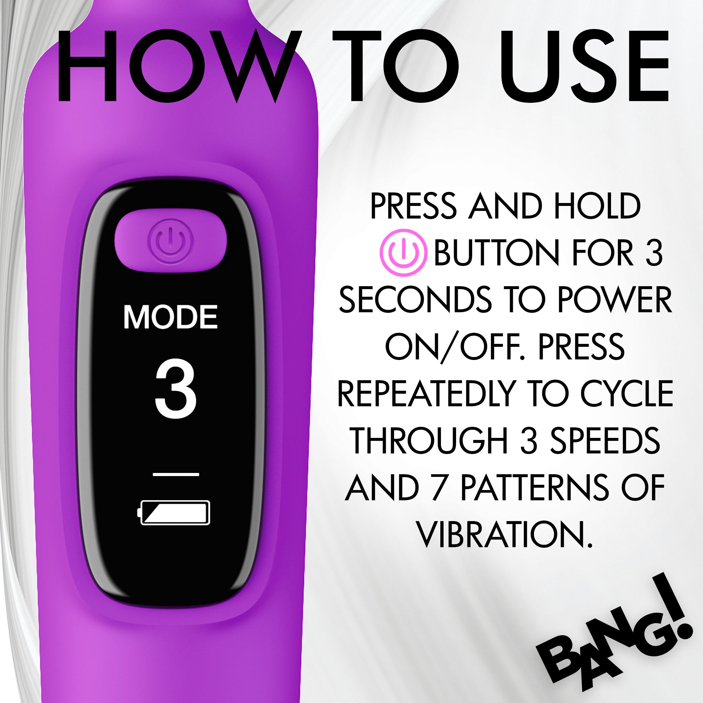 Bang! Digital Silicone Wand with Display Purple