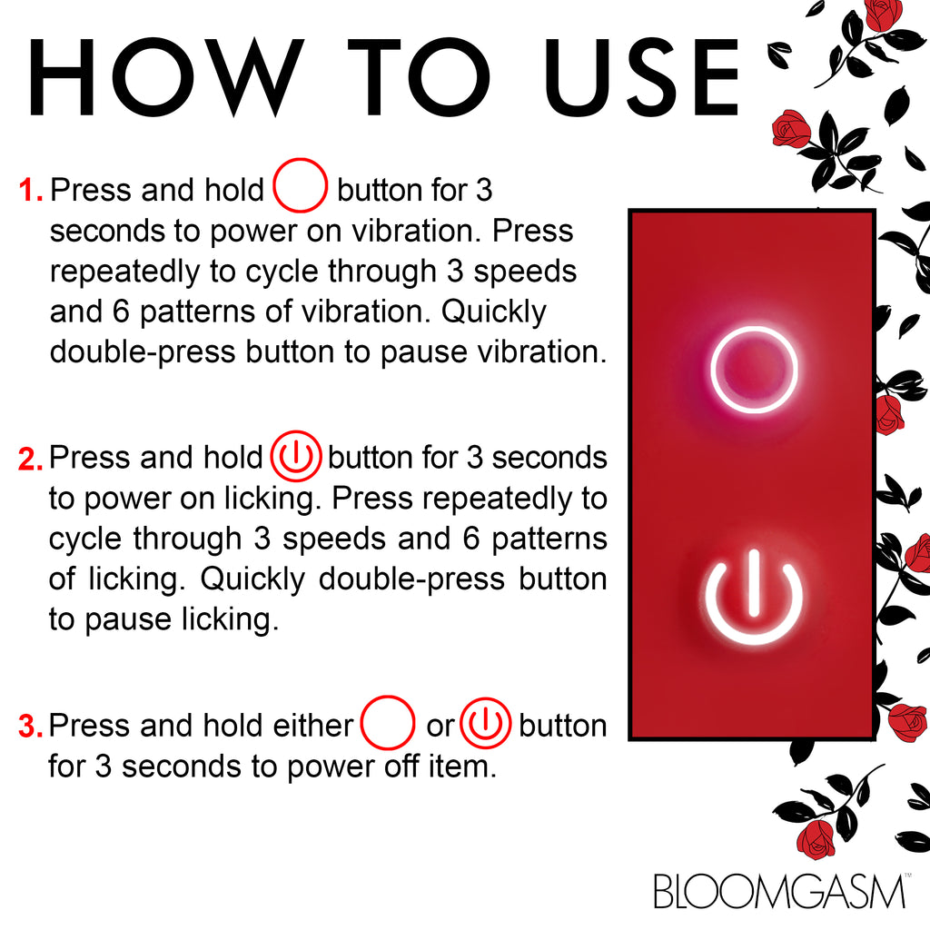 Bloomgasm Rose Kisser Licking and Vibrating Digital Clitoral Stimulator Red