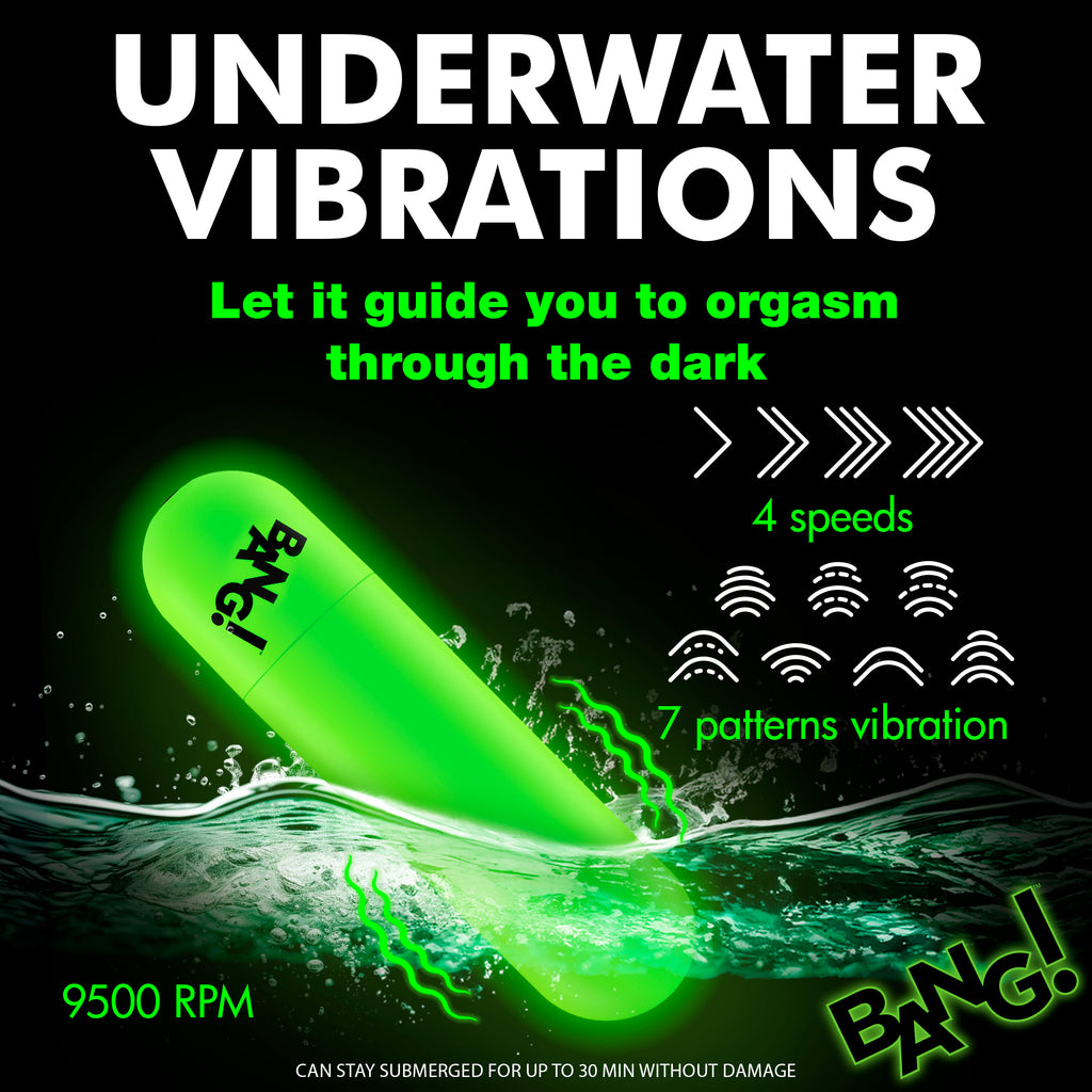 Bang! Glow-in-the-Dark Silicone Bullet Green