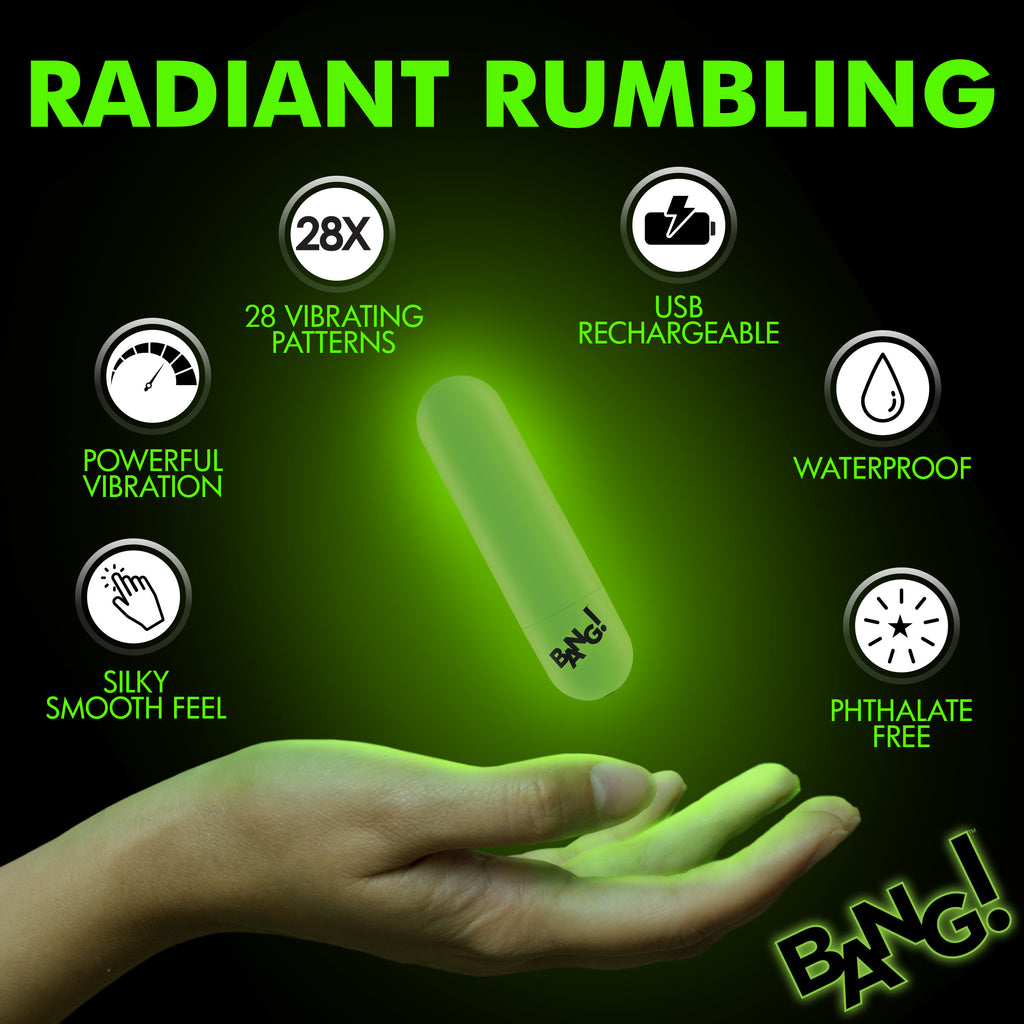 Bang! Glow-in-the-Dark Silicone Bullet Green
