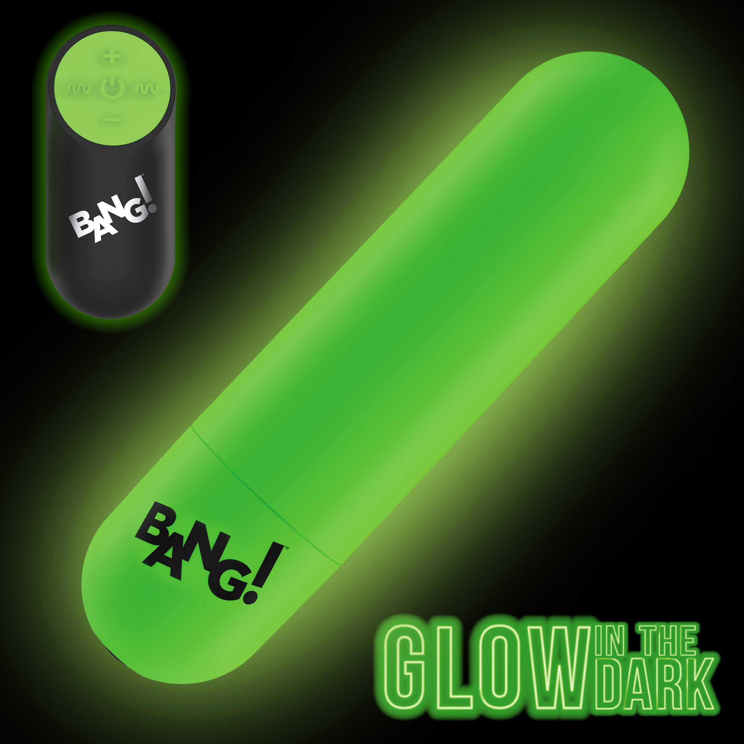 Bang! Glow-in-the-Dark Silicone Bullet Green