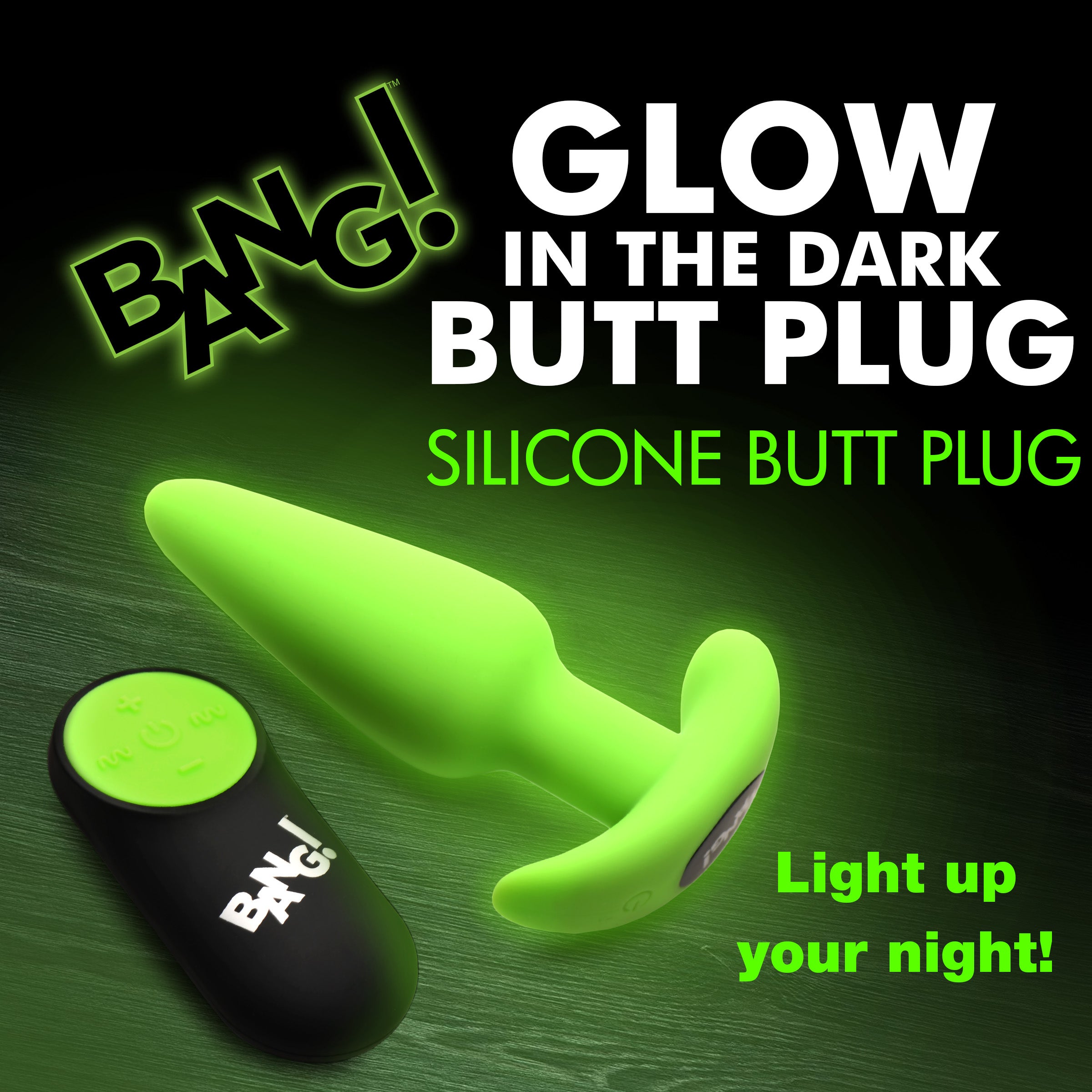 Bang! Glow-in-the-Dark Silicone Butt Plug Green