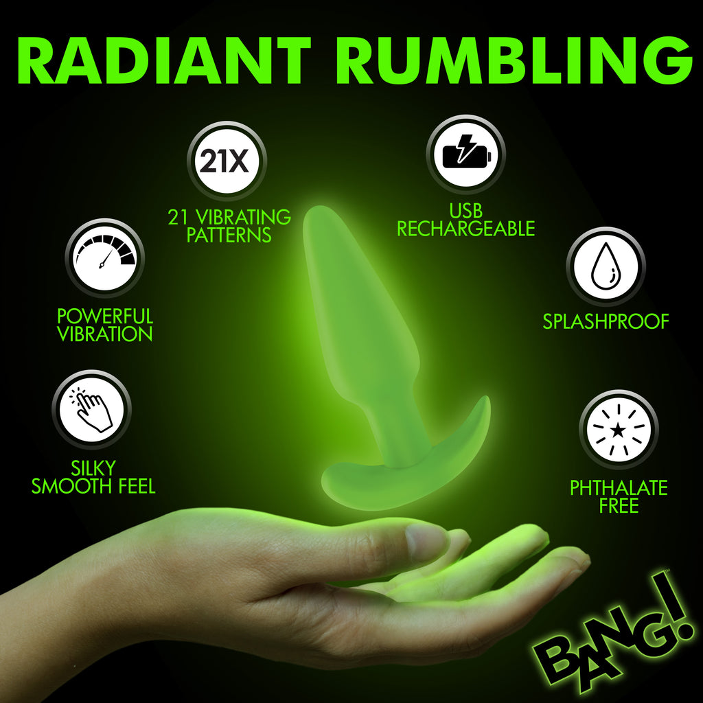 Bang! Glow-in-the-Dark Silicone Butt Plug Green