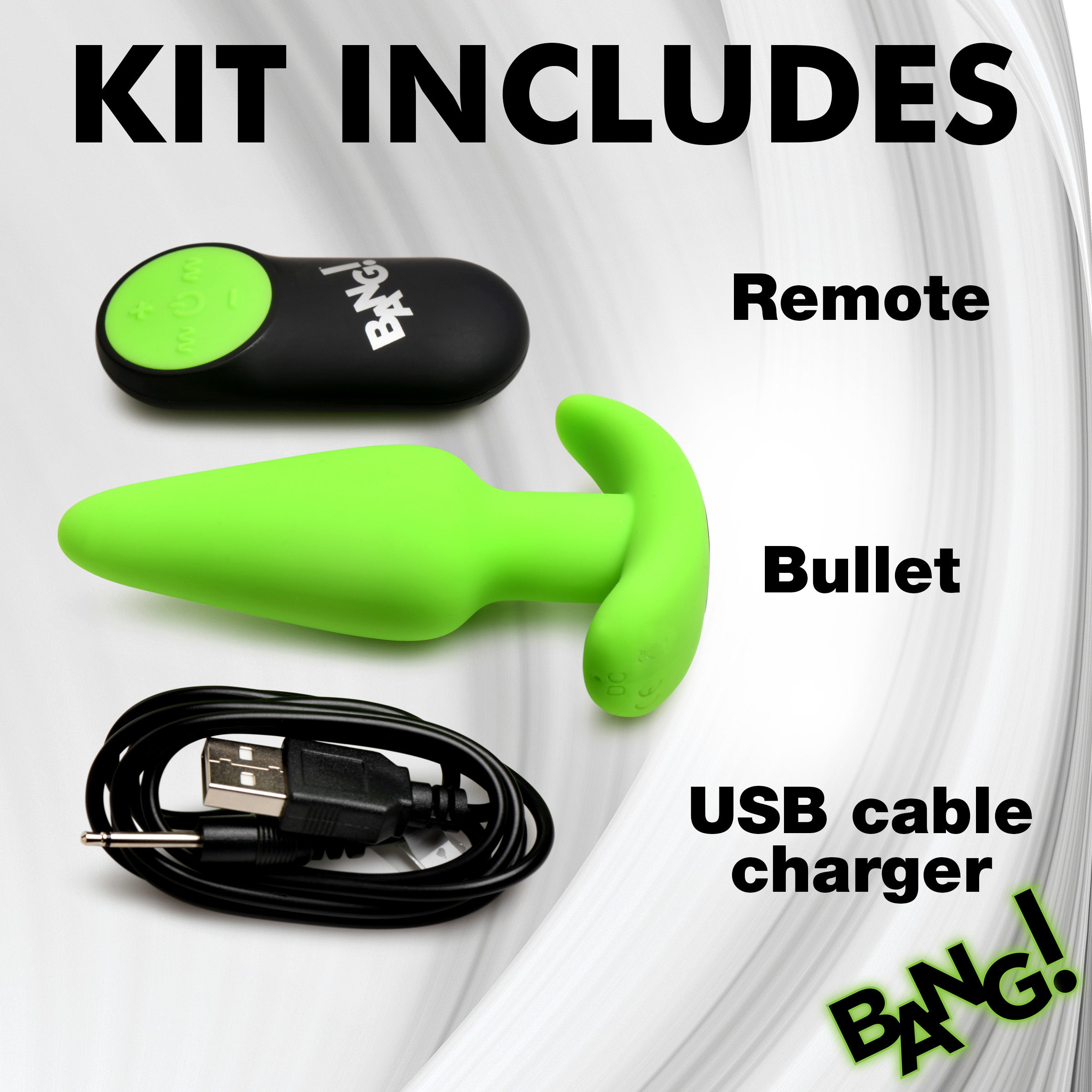 Bang! Glow-in-the-Dark Silicone Butt Plug Green