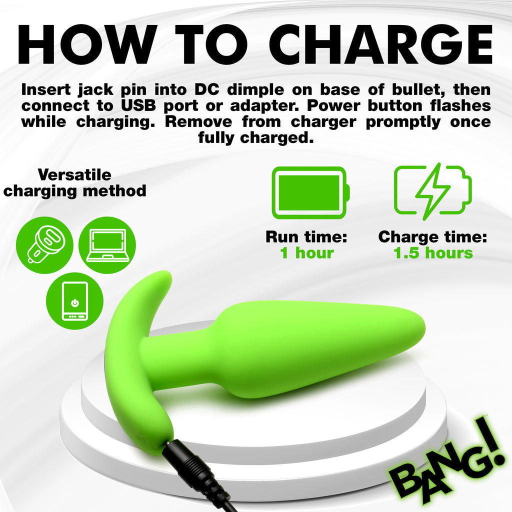 Bang! Glow-in-the-Dark Silicone Butt Plug Green