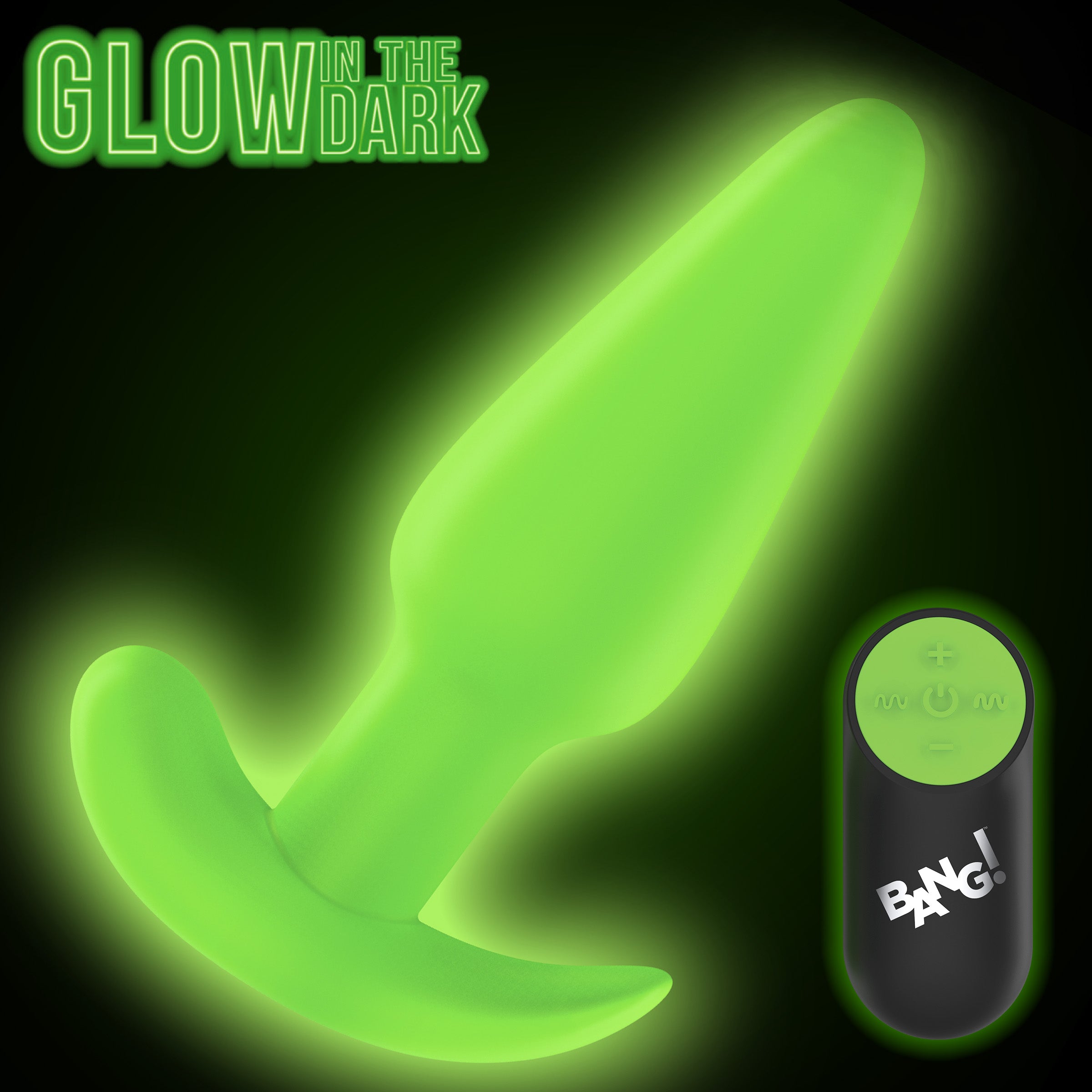 Bang! Glow-in-the-Dark Silicone Butt Plug Green