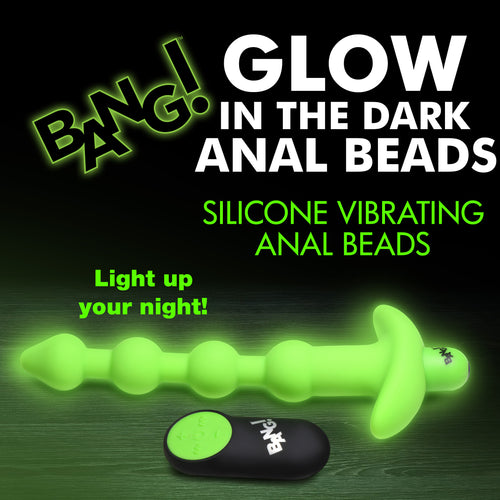 Bang! Glow-in-the-Dark Silicone Anal Beads Green