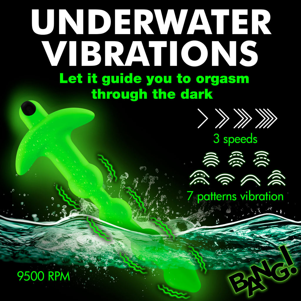 Bang! Glow-in-the-Dark Silicone Anal Beads Green