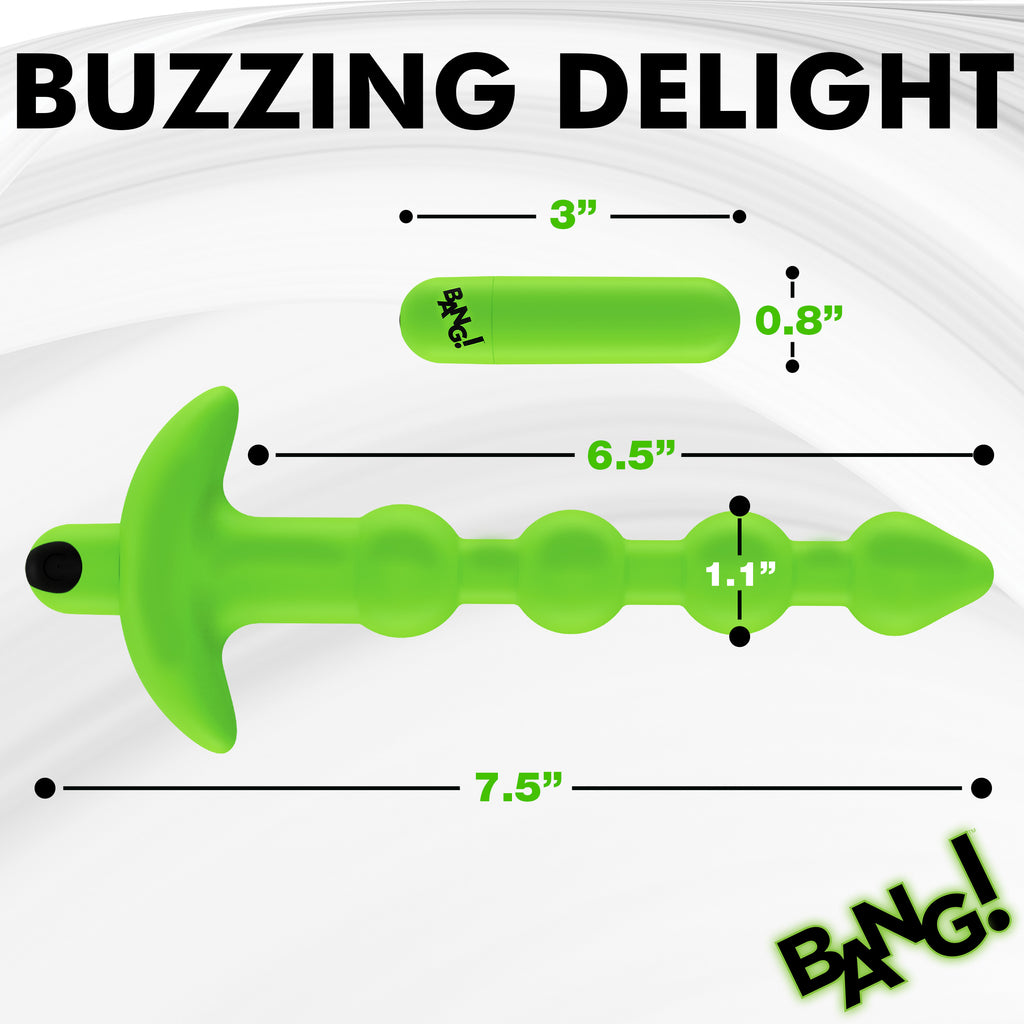 Bang! Glow-in-the-Dark Silicone Anal Beads Green