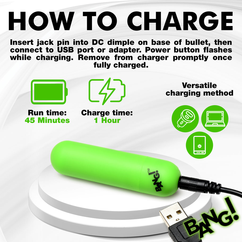 Bang! Glow-in-the-Dark Silicone Anal Beads Green